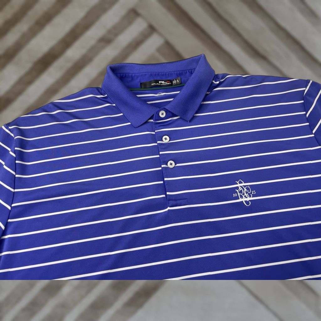 RLX Ralph Lauren RLX Ralph Lauren Golf Polo Shirt Men XL Rockaway River CC Logo Wicking Striped Polo Size US XL / EU 56 / 4 - 1 Thumbnail