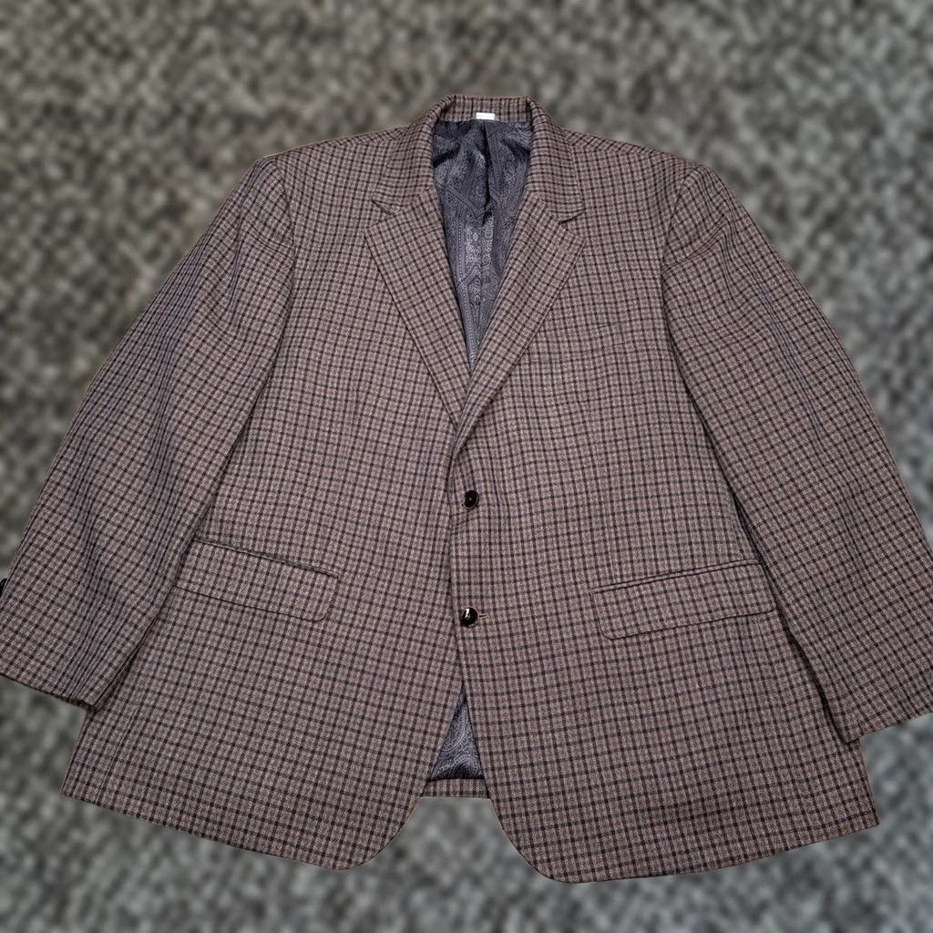 Vintage Oak Hill Blazer 2XLT 50L 52L Tan Check Sport Coat - Vintage Size 50R - 1 Thumbnail