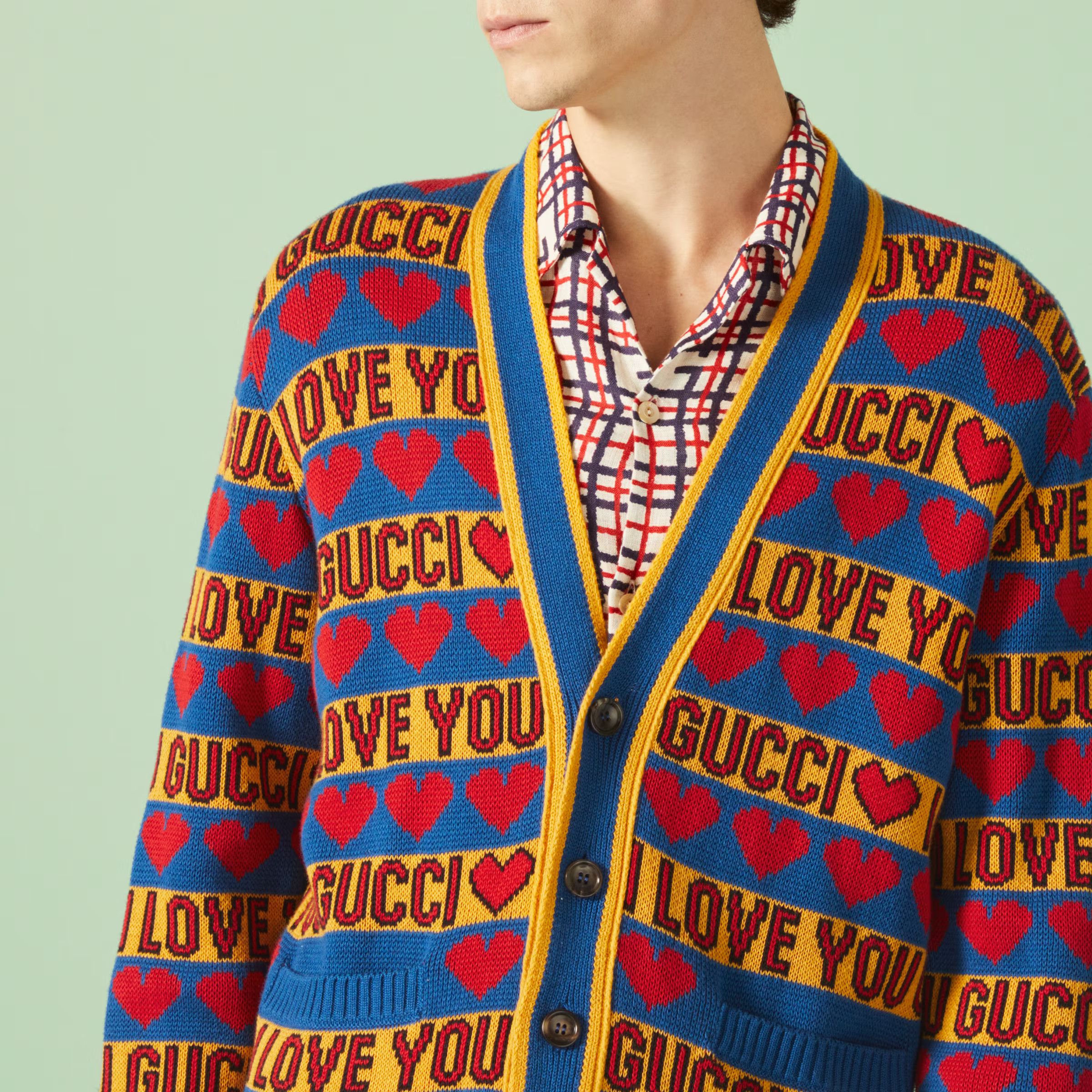 GUCCIカーディガン GG degradé wool jacquard cardigan in dark green | GUCCI® US