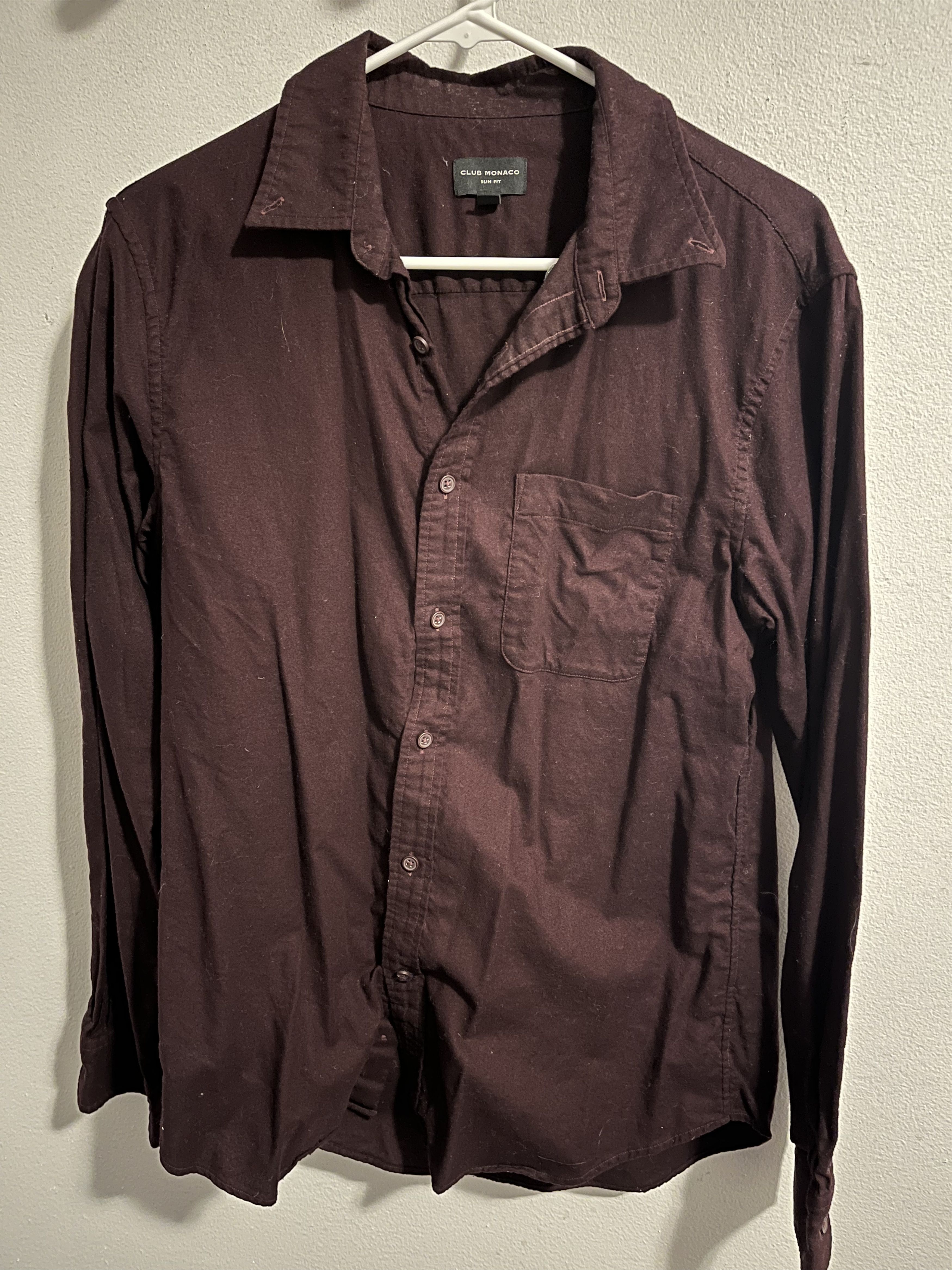 Club Monaco Club Monaco Burgundy Slim Flannel Shirt Size US M / EU 48-50 / 2 - 1 Thumbnail