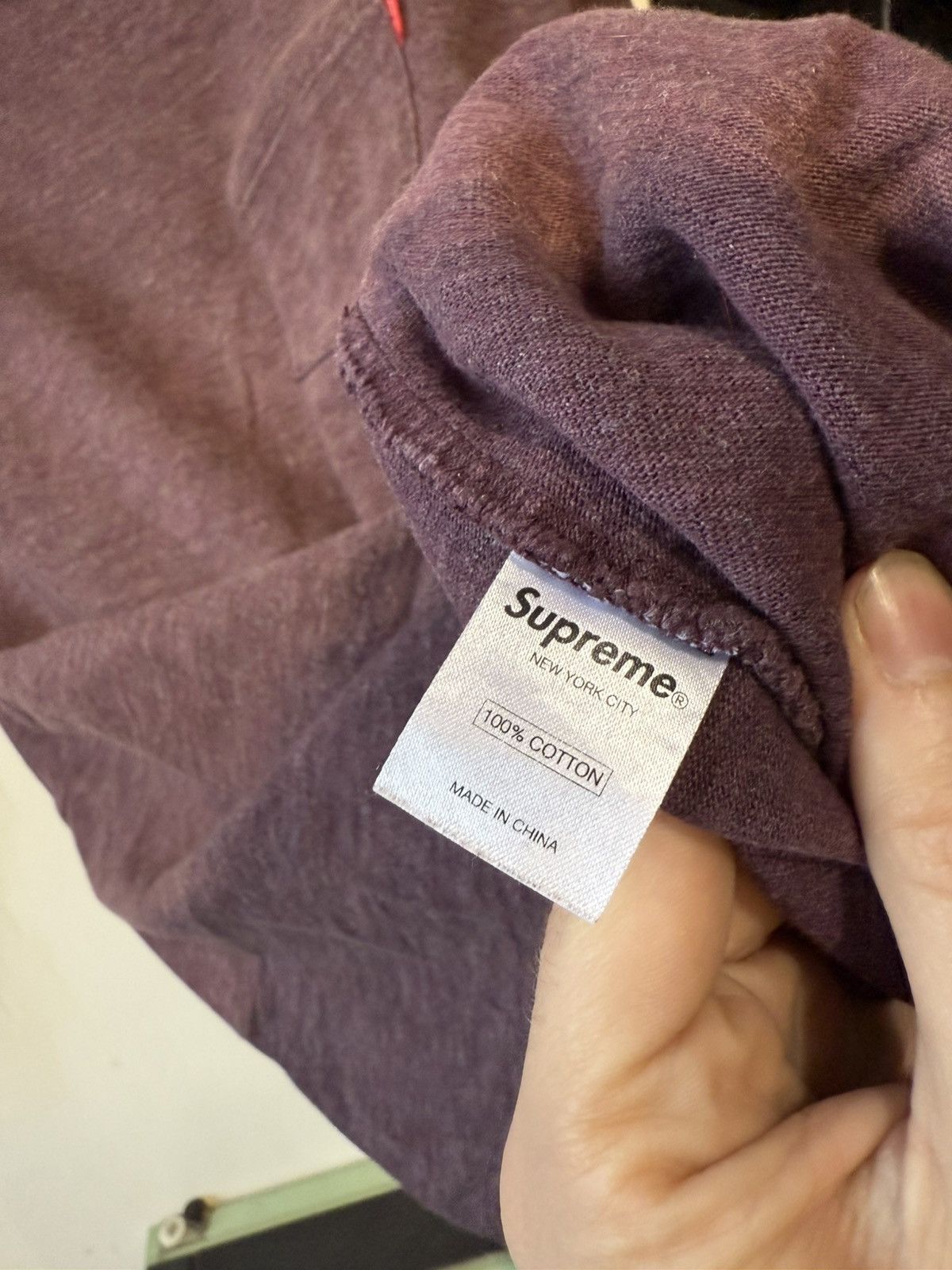 Supreme Purple Burg Heather Supreme Pocket Tee Size US XL / EU 56 / 4 - 5 Thumbnail