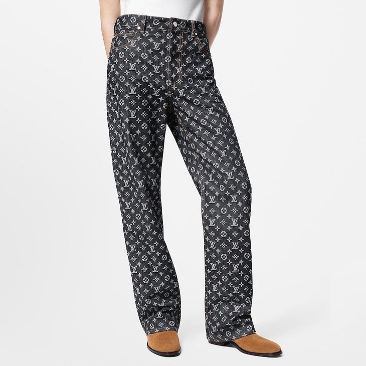 Louis Vuitton Monogram Jacquard Denim Skate Trousers Size US 32 / EU 48 - 4 Thumbnail