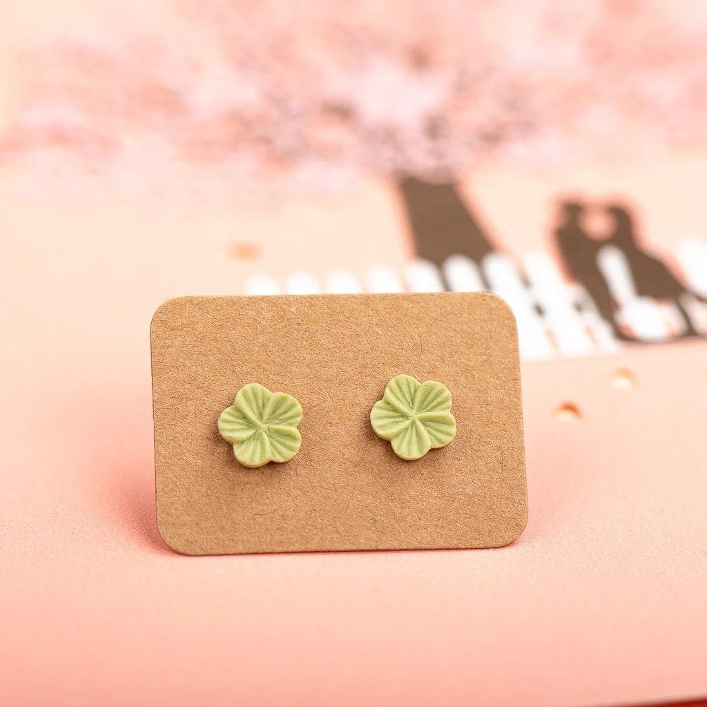 Jewelry Small Flower Stud Earrings Ceramic Ear Gift For Her Size ONE SIZE - 1 Preview