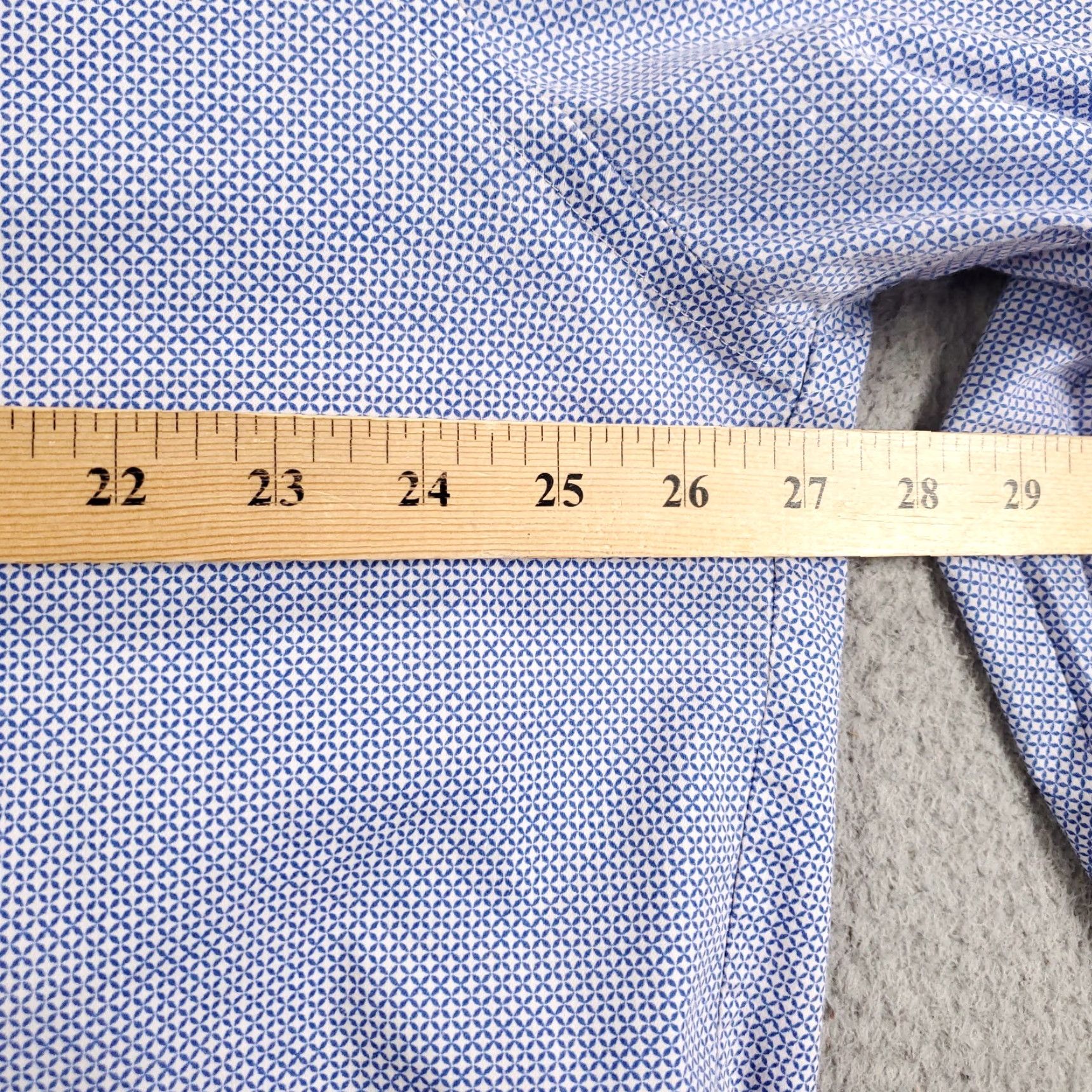 Van Heusen Van Huesen Flex Shirt Men 18 Button-Up Geometric Diamonds Blue Regular Size US XXL / EU 58 / 5 - 4 Thumbnail