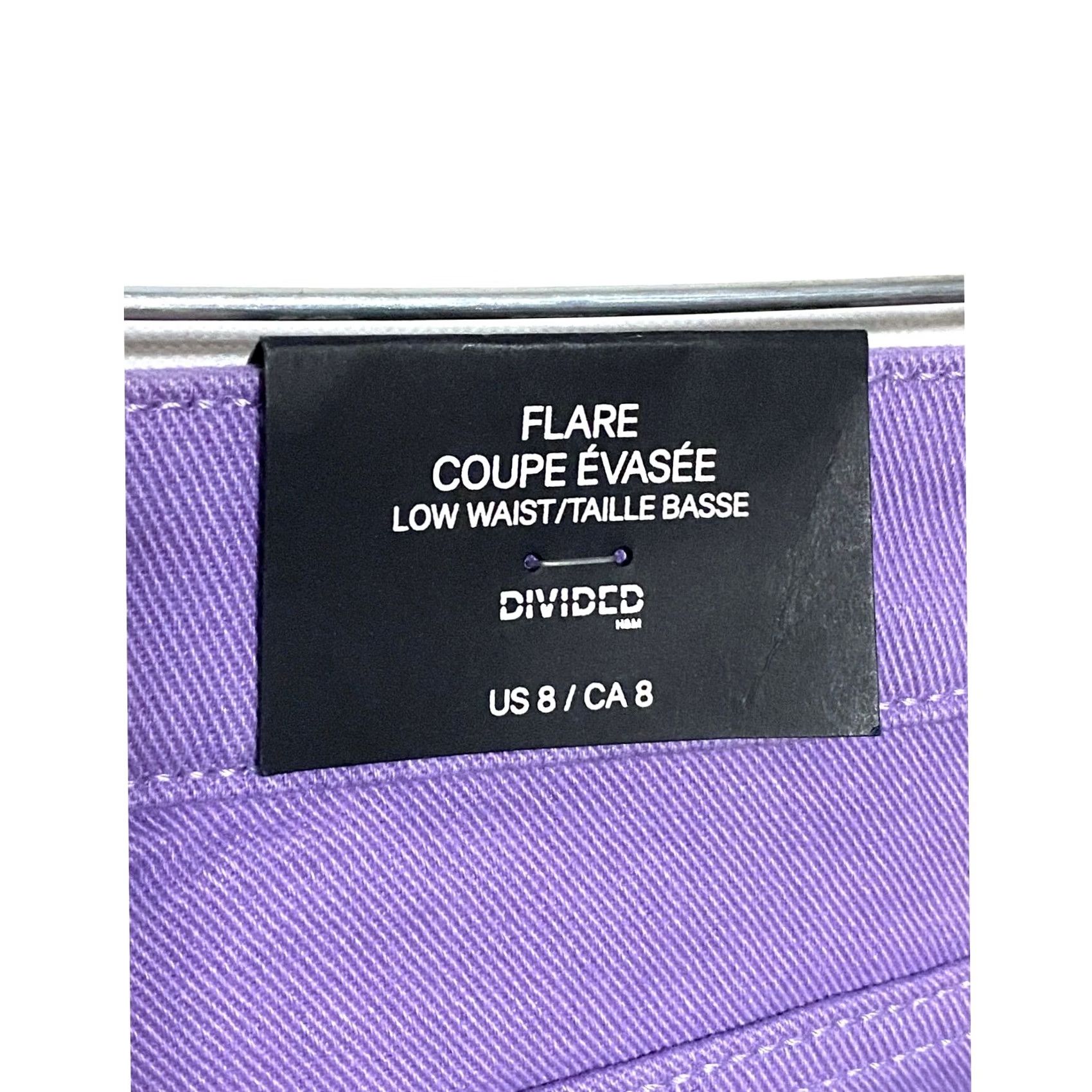 H&M Jeans Womens 8 Purple Pastel Flare Low Waist Denim Stretch Spring Boho NWT Size 30" / US 8 / IT 44 - 3 Thumbnail