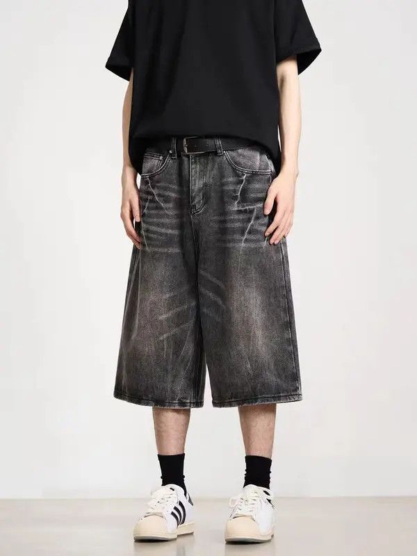 Japanese Brand VIBE Washed pocket lightning pattern denim shorts Size US 31 - 5 Thumbnail