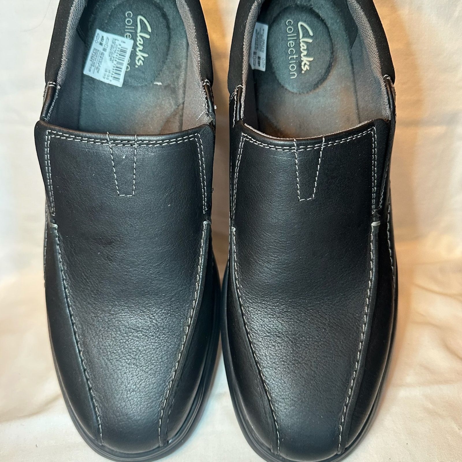 Clarks ClarkS MenS Black Leather Cotrell Step Slip-OnS Size 14 Shoes, Men's