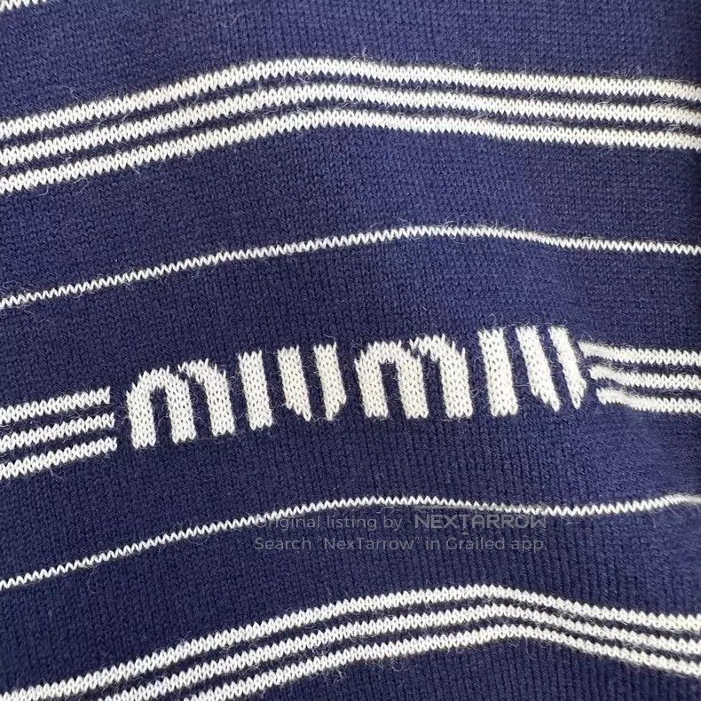 Miu Miu Miu Miu 36 Blue and white striped lapel long sleeve knit to Size S / US 4 / IT 40 - 5 Thumbnail