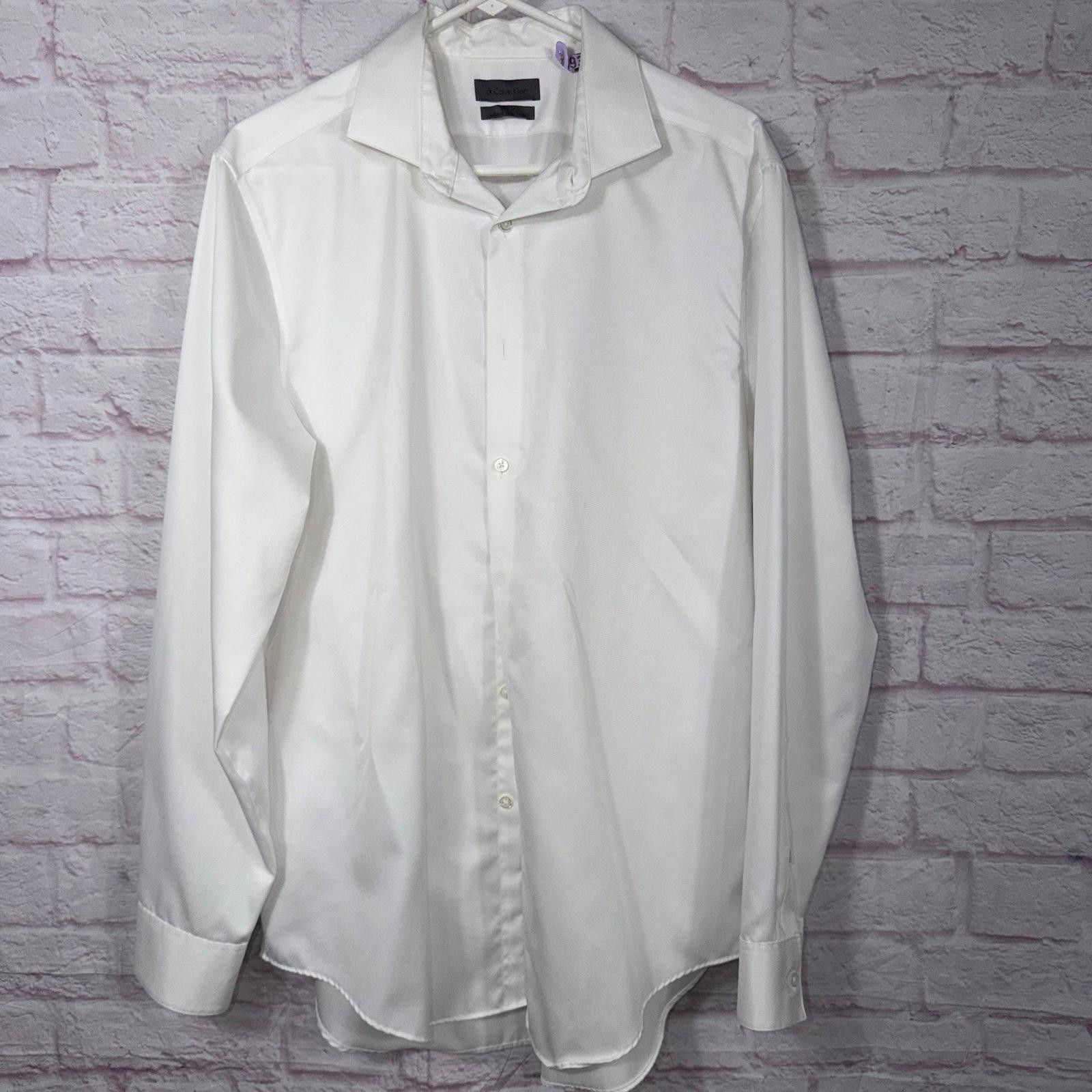 Calvin Klein Calvin Klein Men's Slim Fit White Dress Shirt 16 1/2 34/35 Size 38R - 1 Thumbnail