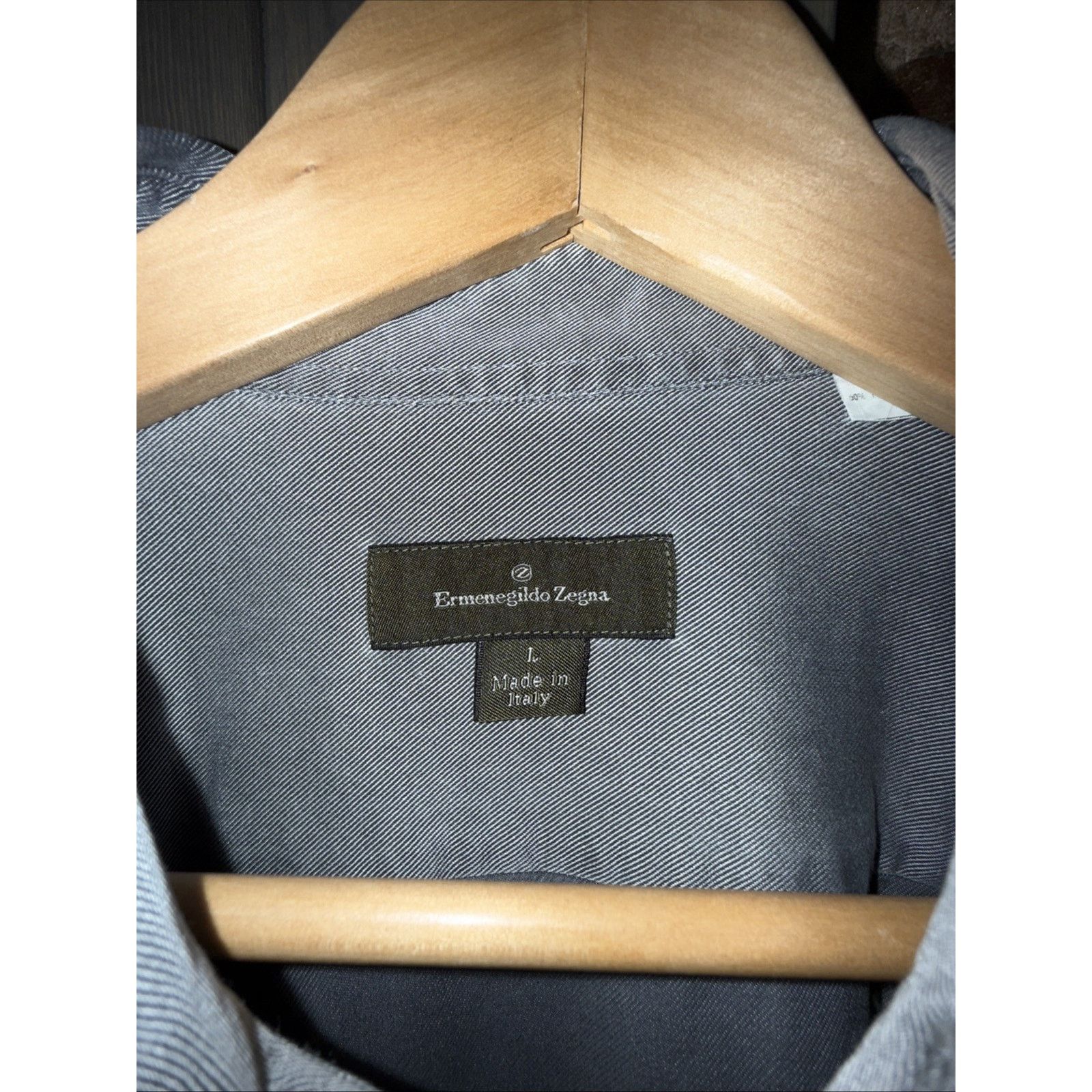 Ermenegildo Zegna Ermenegildo Zegna Sz L Shirt Gray Cotton Blend Made in Italy Size US L / EU 52-54 / 3 - 3 Thumbnail