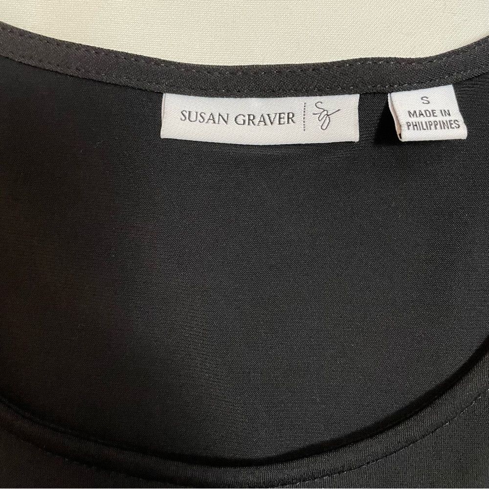 Other Susan Graver Liquid Knit Black Dress with Banded Split Elbo Size S / US 4 / IT 40 - 7 Thumbnail