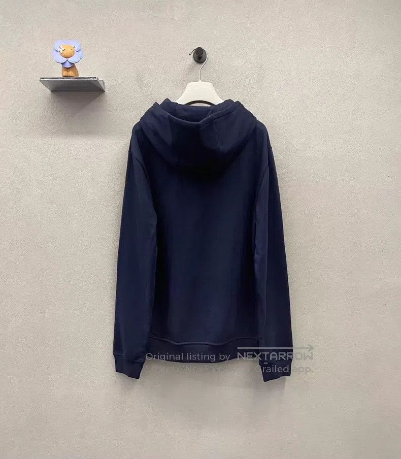 Hermes Hermes Navy Blue Logo Printed Hooded Sweatshirt with Leath Size L / US 10 / IT 46 - 2 Thumbnail