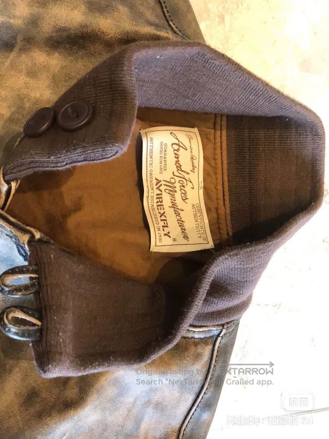 Japanese Brand AVIREXFLY Distressed Tea-Core Leather Jacket. Size US M / EU 48-50 / 2 - 4 Thumbnail
