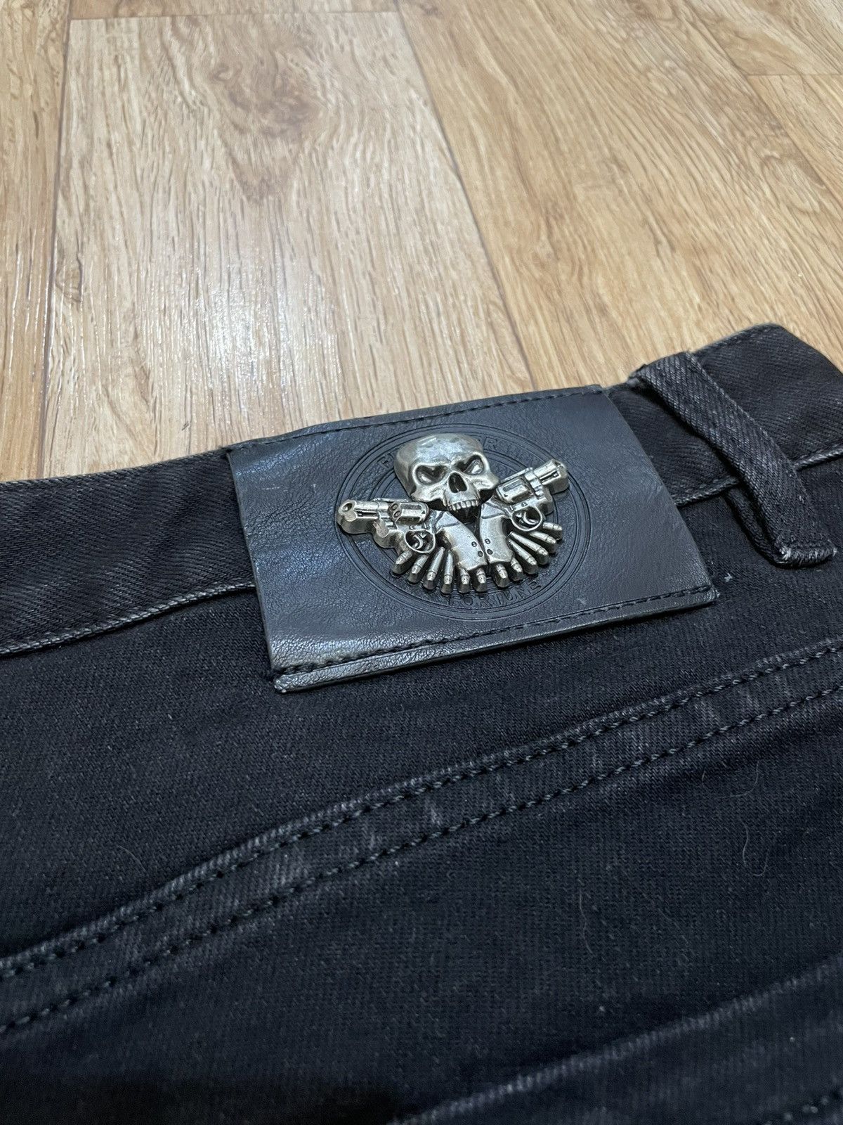 Japanese Brand Vintage Crystal Skull Denim Jeans Black Philipp Plein Style Size US 38 / EU 54 - 7 Thumbnail