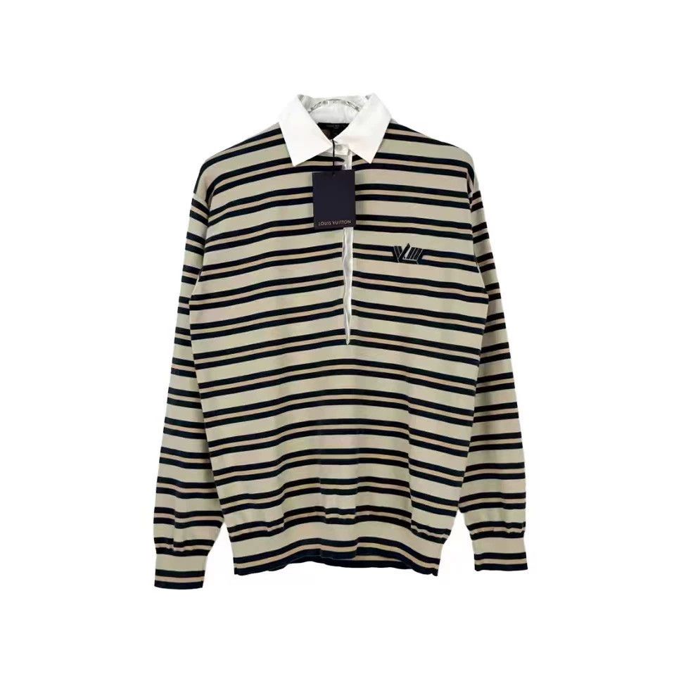 Louis Vuitton LV Beige Blue Stripe Silk Blend Long Sleeve - dmc Size US XS / EU 42 / 0 - 1 Thumbnail