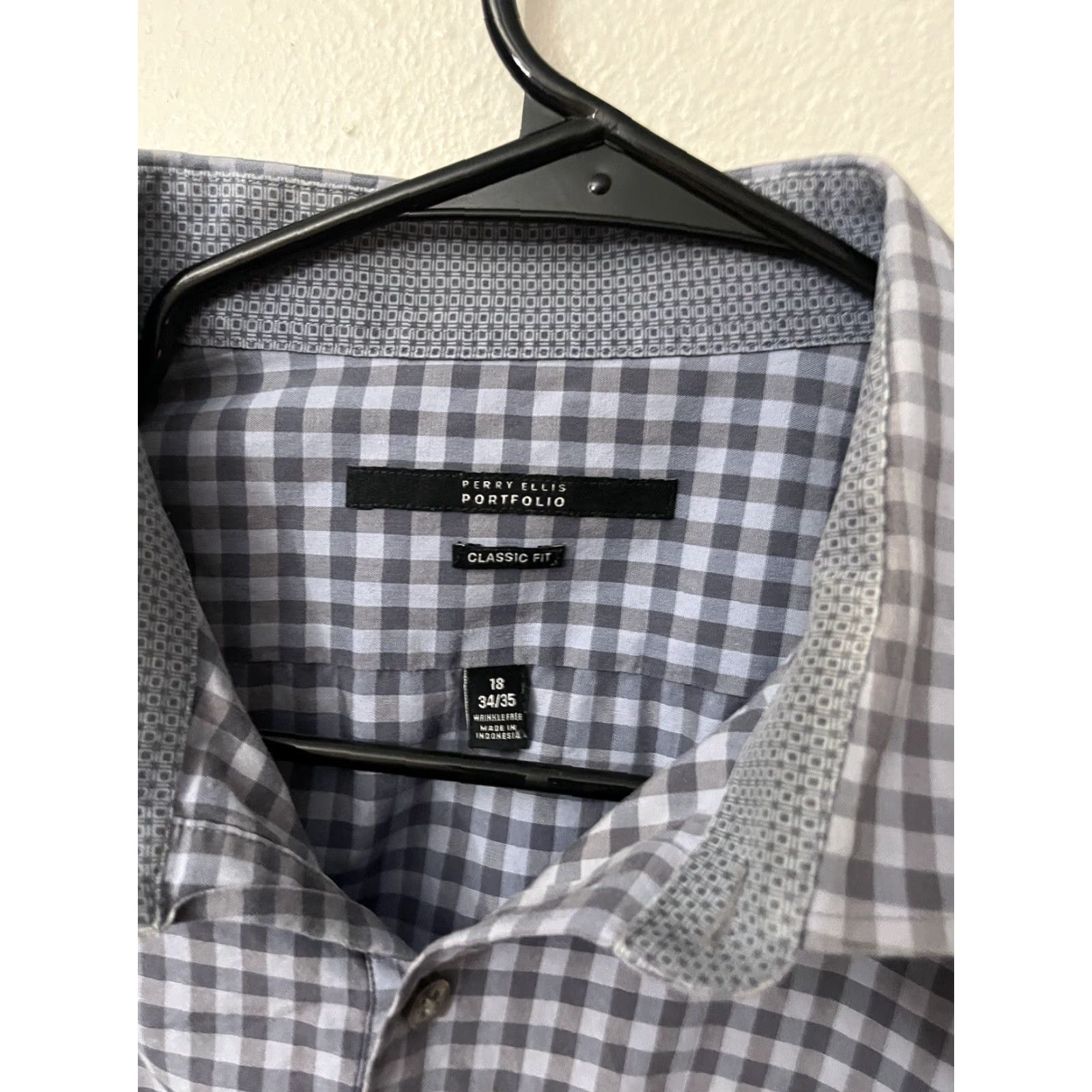 Perry Ellis Perry Ellis Button-Up Shirt Men’s Long Sleeve 18 Blue Plaid Classic Fit Style City College Designer University Button-Down Size US XXL / EU 58 / 5 - 3 Thumbnail