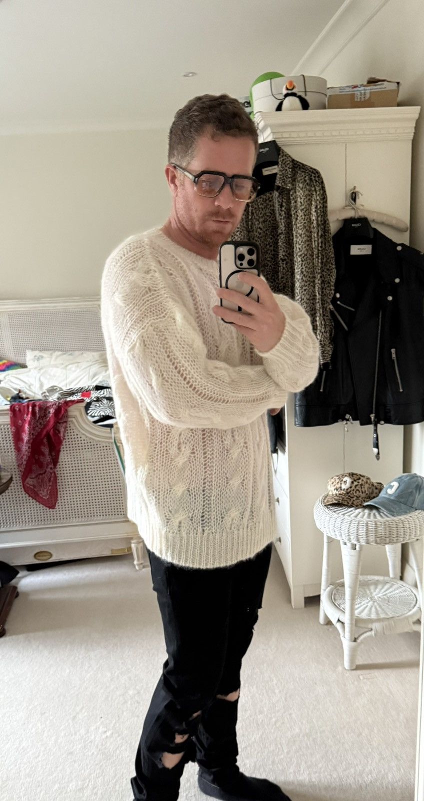 Celine $1.4k FW22 Celine boxy Aran sweater in mohair fisherman M Size US M / EU 48-50 / 2 - 15 Thumbnail