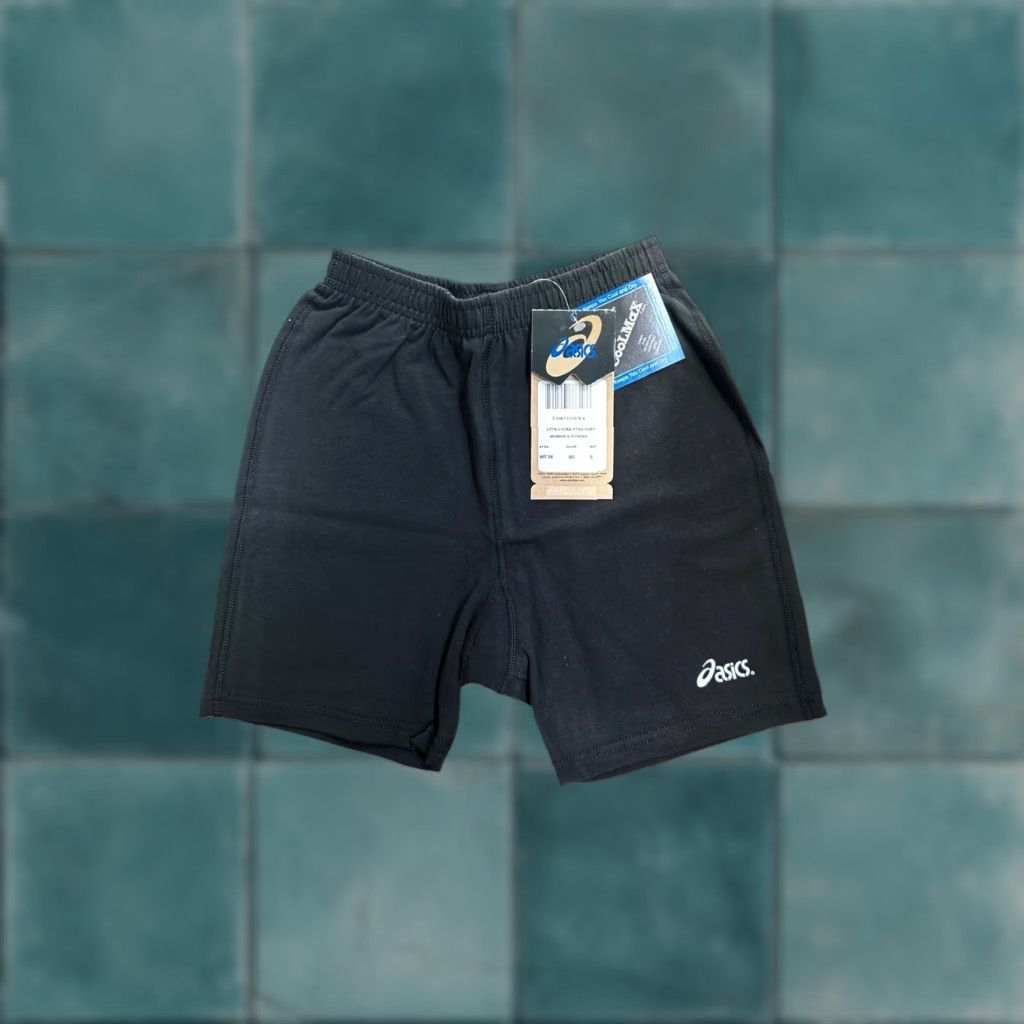 Asics VINTAGE ASICS Volleyball Shorts Womens S USA Made NOS NWT 00s Black White Screen Printed Logo Athletic Activewear Size 28" / US 6 / IT 42 - 1 Thumbnail