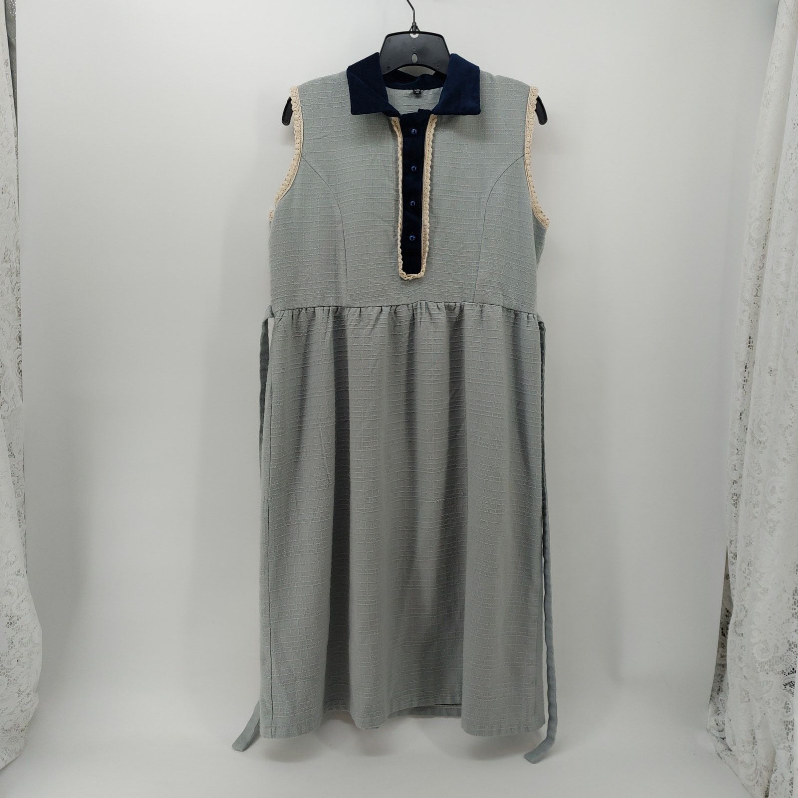 Other Vintage Women's Dress Blue Velvet Modest Cottagecore Sz 40 Size M / US 6-8 / IT 42-44 - 5 Thumbnail