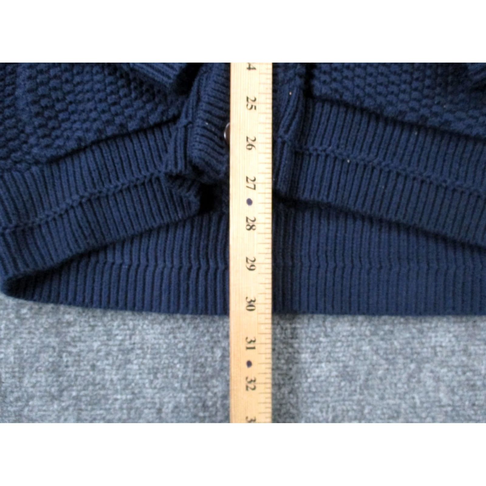 J.Crew J.CREW Sweater Cardigan Womens M Navy Blue Textured Waffle-Knit Thermal Pockets Logo Size M / US 6-8 / IT 42-44 - 4 Thumbnail