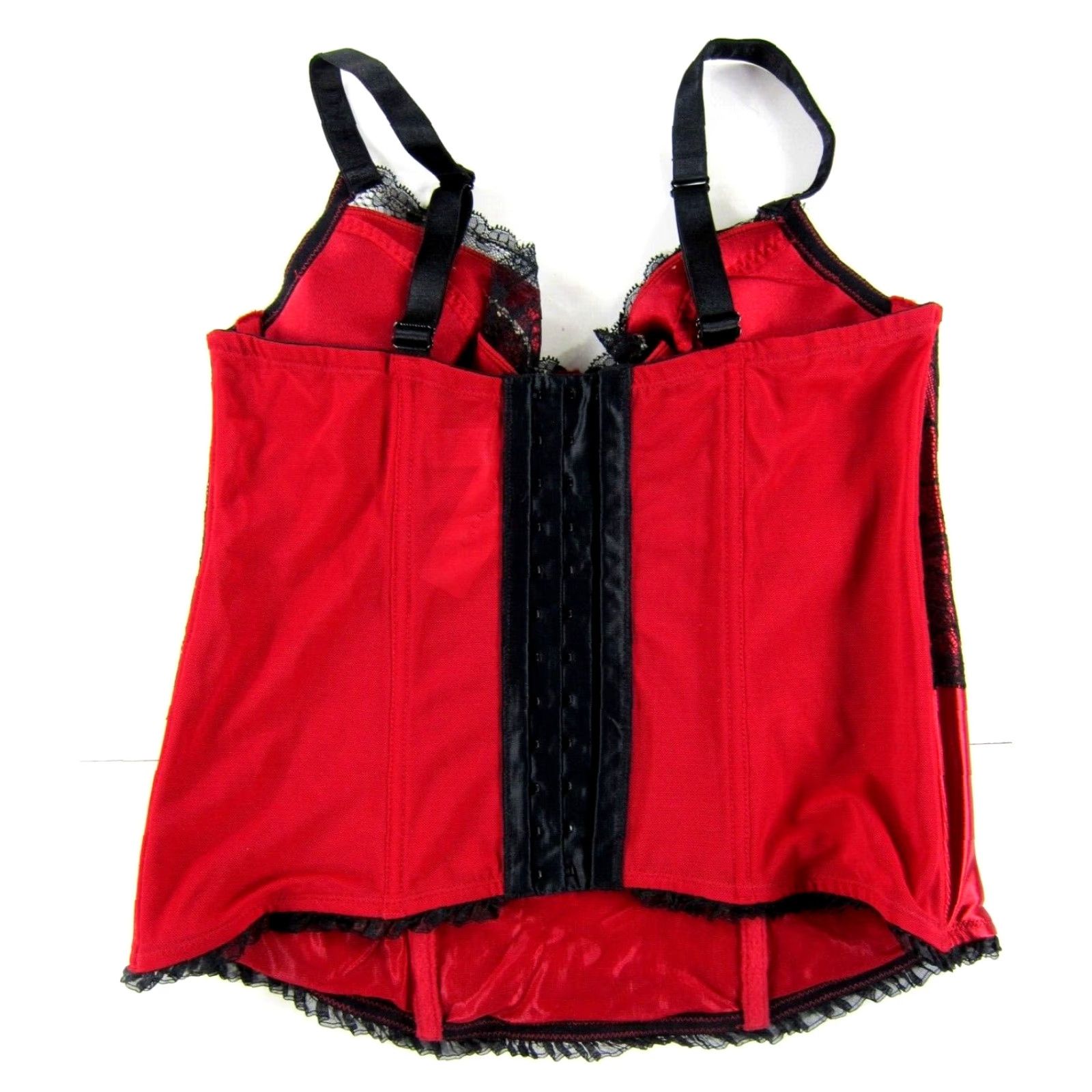 Vintage NWT Cacique Top Bustier Corset Lace Floral Ruby Red Black 14/16 Womens Size XL / US 12-14 / IT 48-50 - 2 Thumbnail