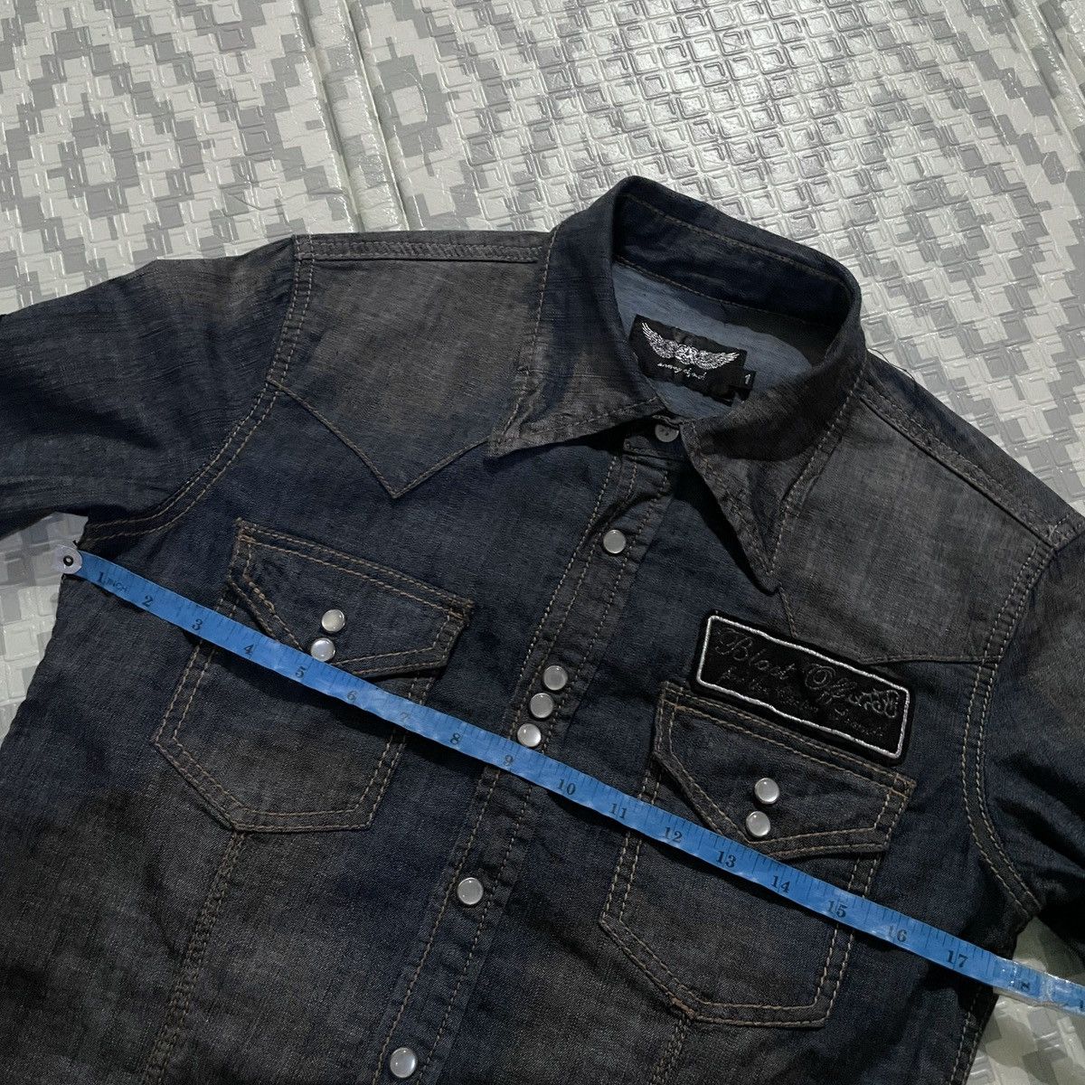 14th Addiction × If Six Was Nine × Le Grande Bleu (L.G.B.) 🔥Anarchy Blue denim snap button patch shirt Size US S / EU 44-46 / 1 - 10 Thumbnail