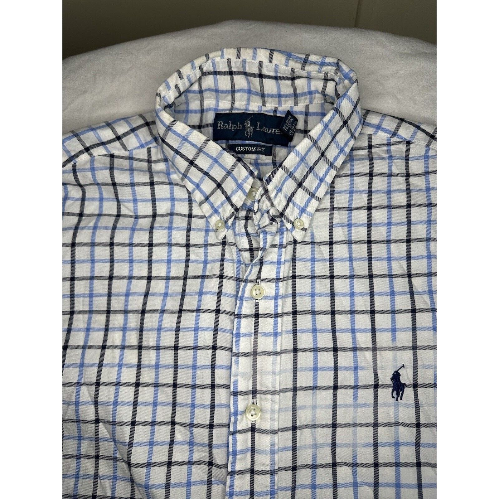 Ralph Lauren Ralph Lauren Custom Fit Button Medium Shirt White Blue/Pony Size US M / EU 48-50 / 2 - 7 Thumbnail