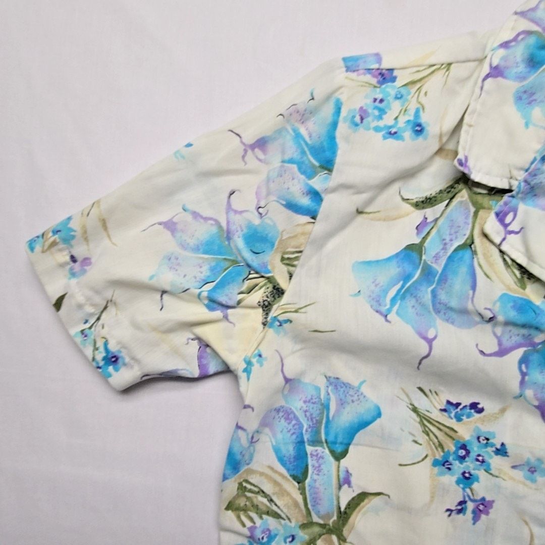 Vintage Vintage Bobbie Brooks Hawaiian Shirt Floral Print Blue L Size L / US 10 / IT 46 - 3 Thumbnail