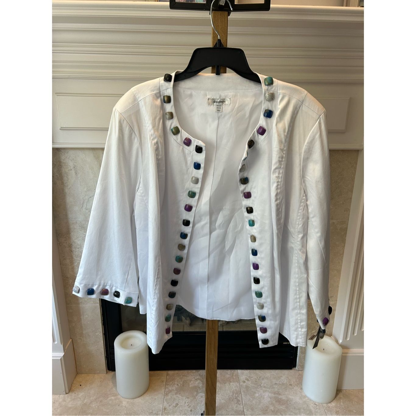 Other DRESSBARN Women’s PLUS SIZE Open Front 22/24 Beaded White Bl Size 3XL / US 20-22 - 2 Thumbnail