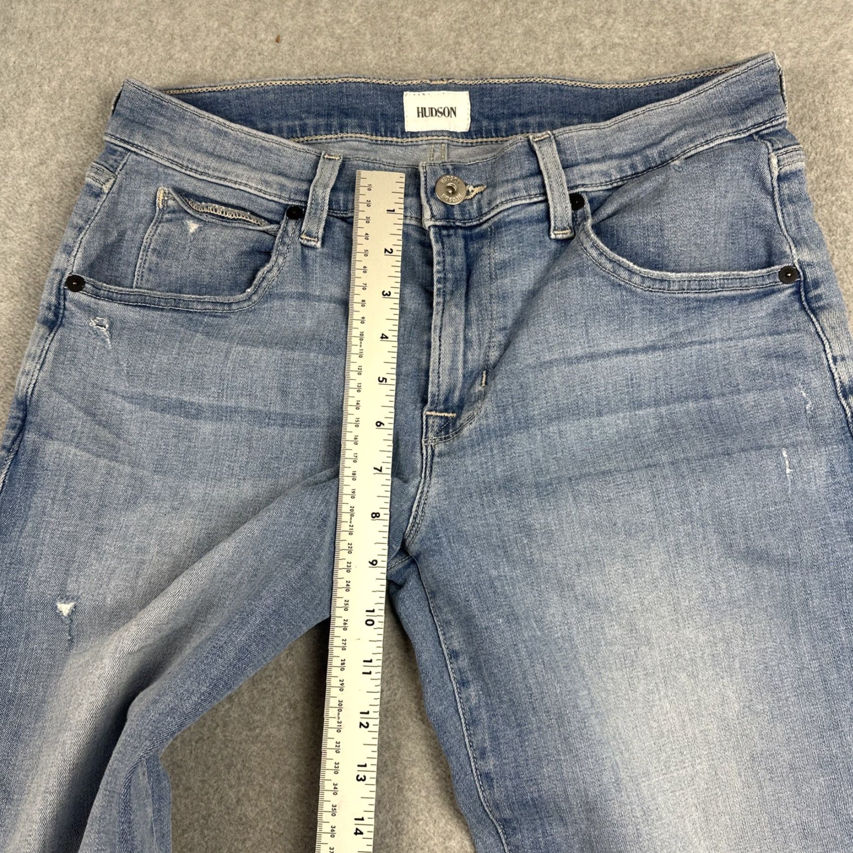 Hudson Hudson Jeans Mens 32x31 Blue Blake Slim Straight Stretch Denim Distressed Casual Jeans Shaft City Hipster Logo 5-Pocket Men Regular Jeans Slim Size US 32 / EU 48 - 6 Thumbnail