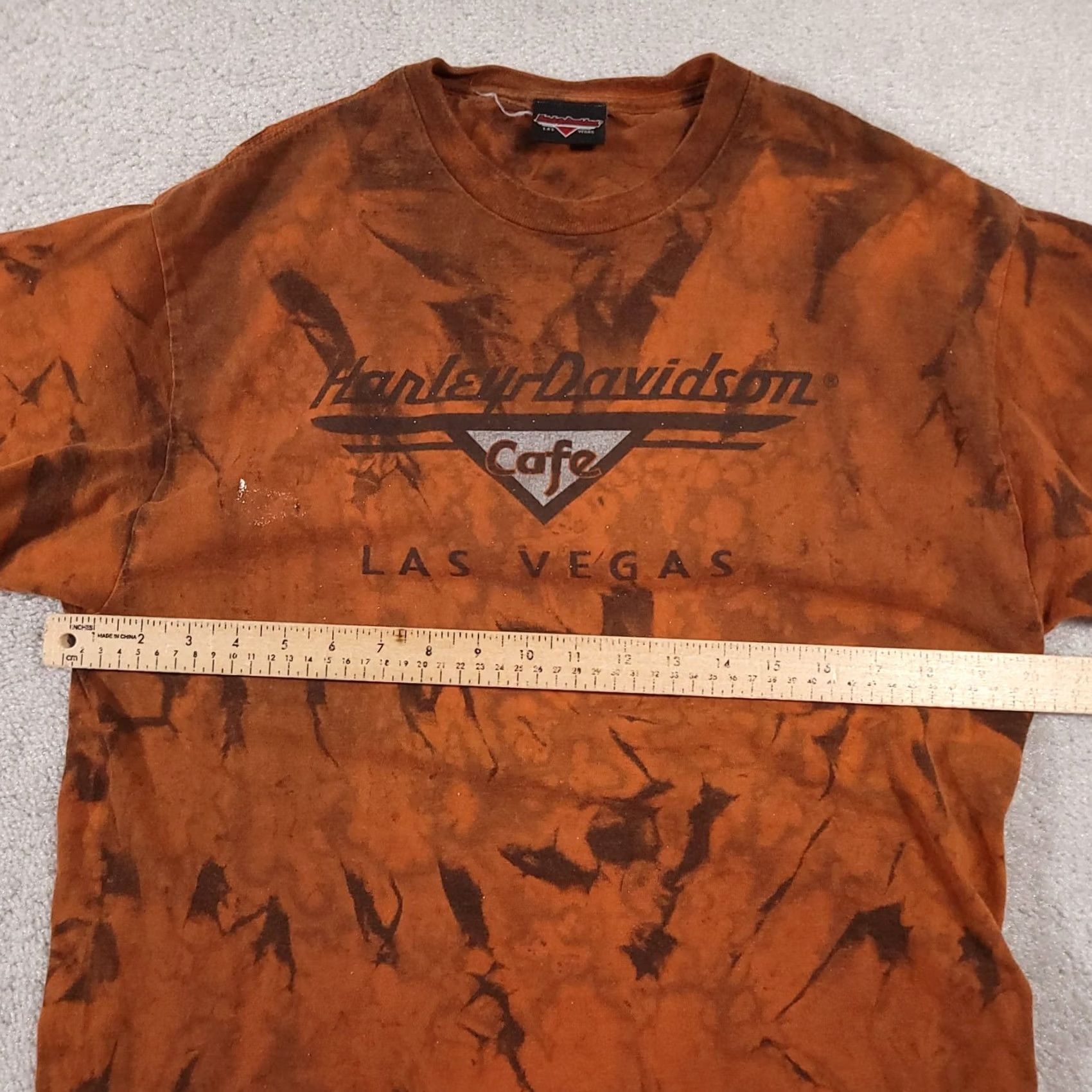 Harley Davidson VINTAGE Harley-Davidson T-Shirt Mens Large Orange Tie Dye Las Vegas Cafe Motorcycle Graphic Print Crew Neck Short Sleeve Logo 90s Mens Size US L / EU 52-54 / 3 - 7 Thumbnail