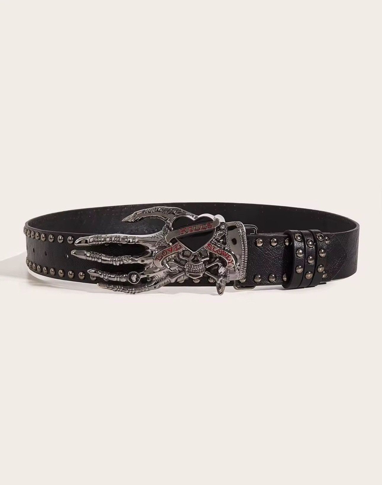 Other Gothic Punk PU Leather Skull Black Belt Size ONE SIZE - 1 Thumbnail