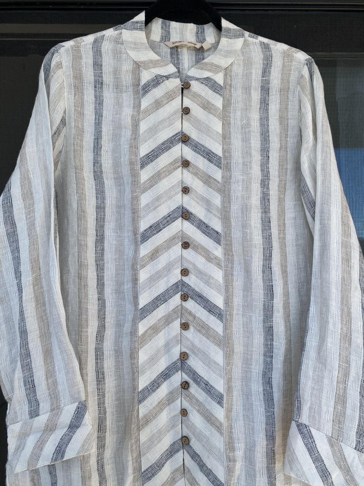 Other Soft Surroundings Button Up Linen Mandarin Tunic Shirt Size M / US 6-8 / IT 42-44 - 4 Thumbnail