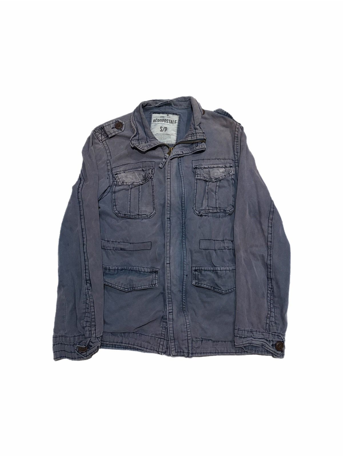 Aeropostale Aeropostale Men's Blue Cotton Field Jacket Size S/P Size US S / EU 44-46 / 1 - 1 Thumbnail