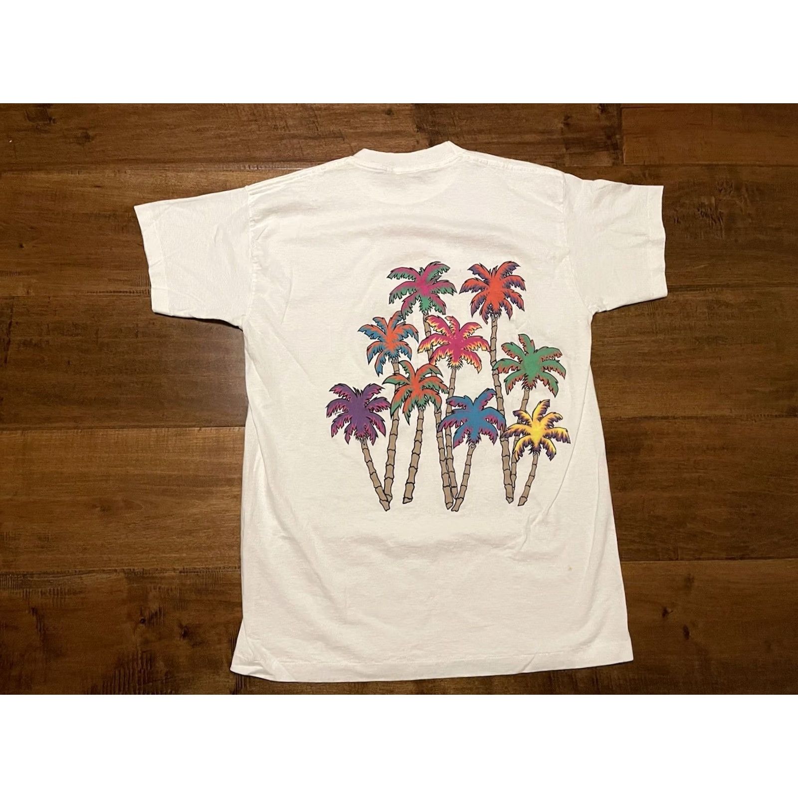 Vintage VINTAGE Miami Beach Florida Single Stitch Neon Palm Trees T-Shirt Adult Large White Signal Cotton USA Vintage - Adult Large Size US L / EU 52-54 / 3 - 3 Thumbnail