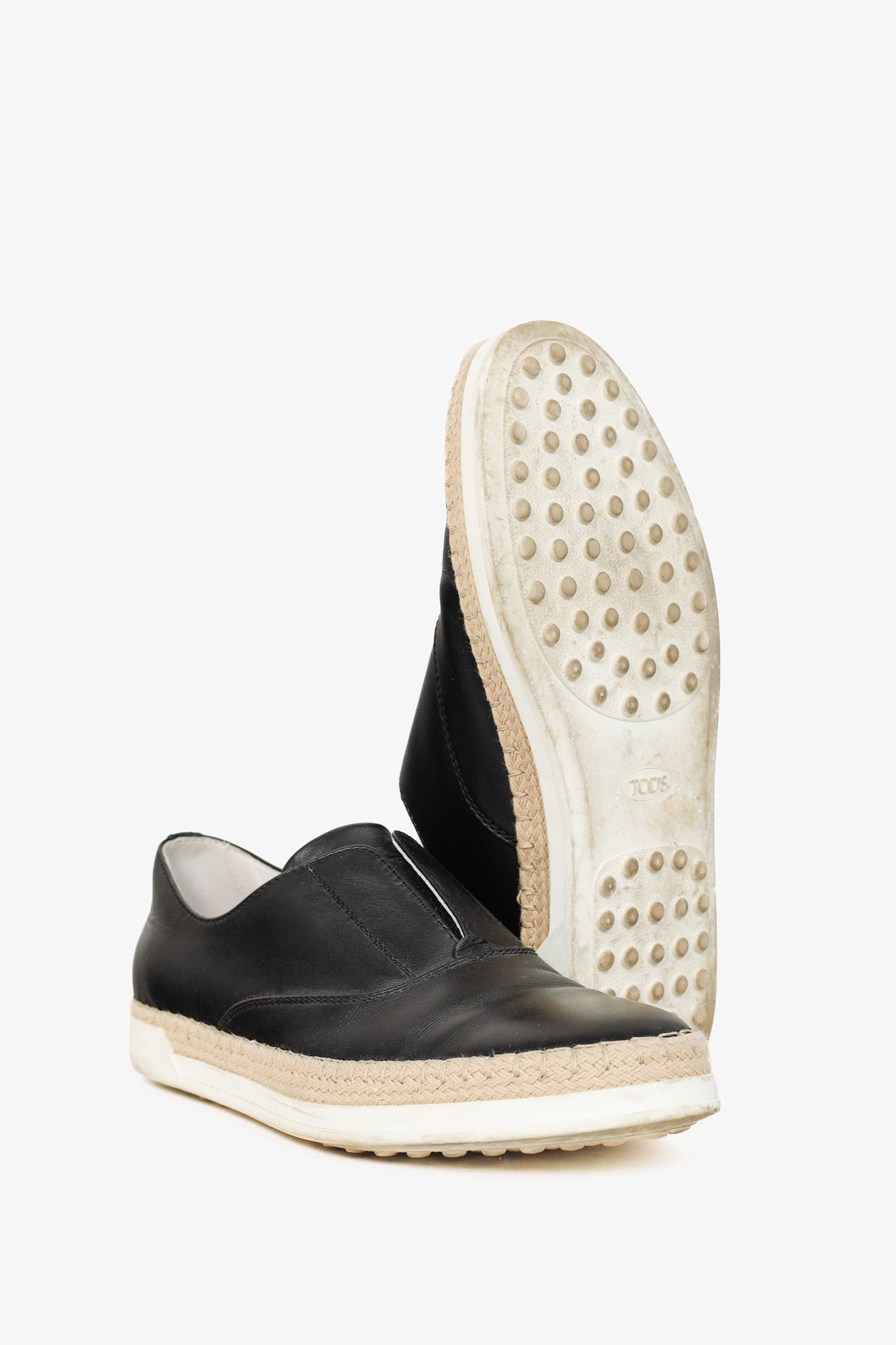 Tod's Tod's Francesina Leather Raffia-Detailed Slip-On Sneakers Size US 6 / IT 36 - 4 Thumbnail
