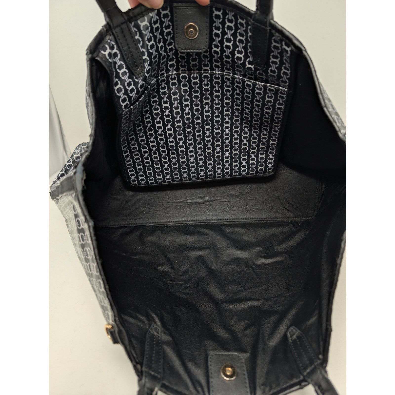 Tory Burch Tory Burch Gemini Link Tote Black Logo Print Coated Canvas Size ONE SIZE - 15 Thumbnail