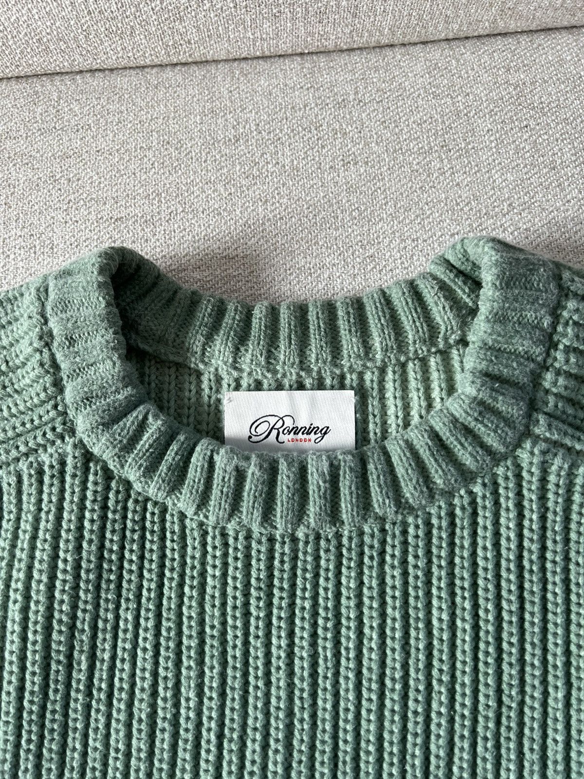 Ronning Washed Olive Green Fisherman Knit Sweater Size US L / EU 52-54 / 3 - 3 Thumbnail