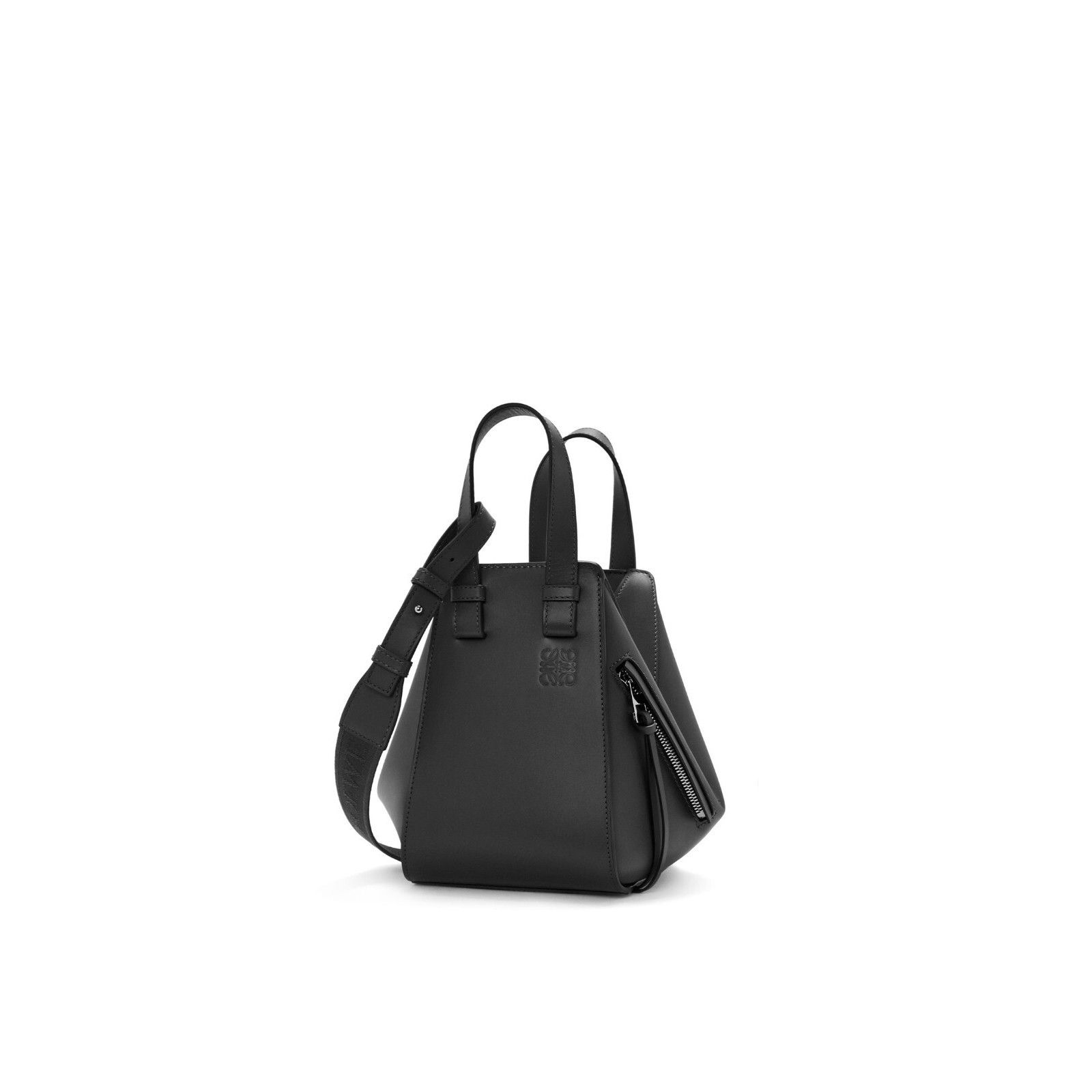 Loewe LOEWE Hammock Compact $3500 Black Satin/Leather Handbag New Size ONE SIZE - 1 Thumbnail