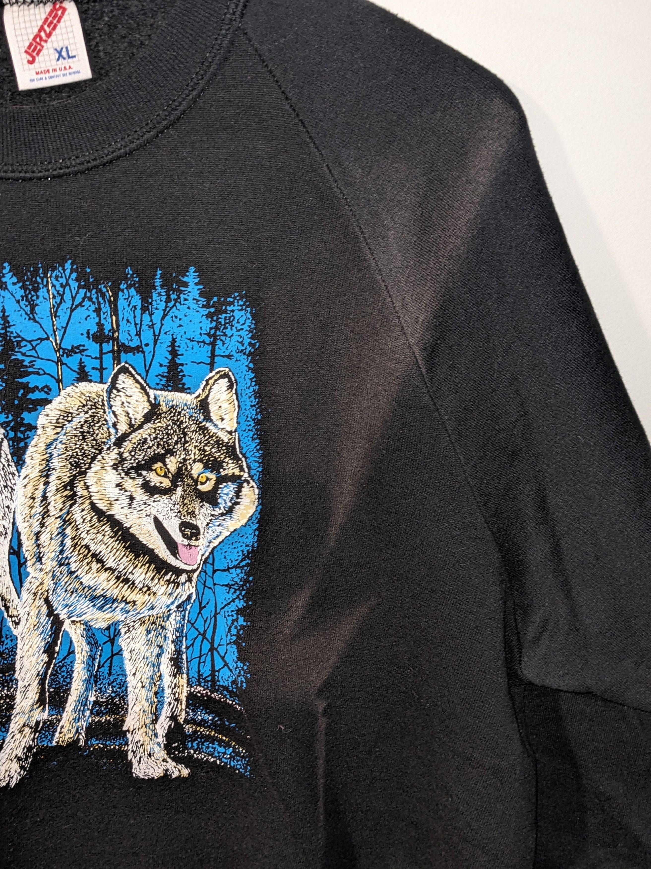 Vintage Vintage 90s Wolf Animal Nature Black X-Large Sweatshirt Size US XL / EU 56 / 4 - 5 Thumbnail