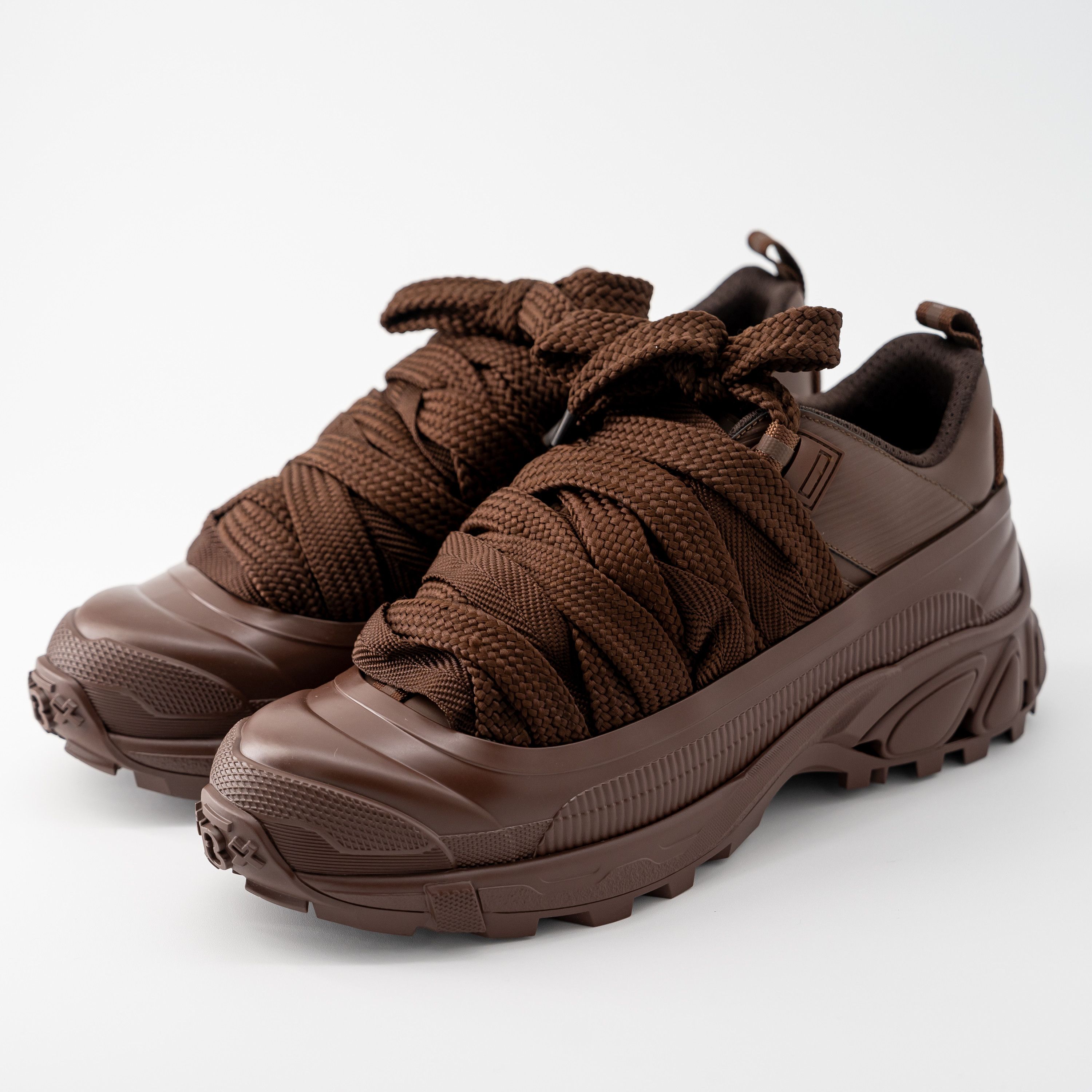 Burberry Burberry Arthur Lace Brown Sneakers Leather Earth Big Laces Size US 12 / EU 45 - 1 Thumbnail