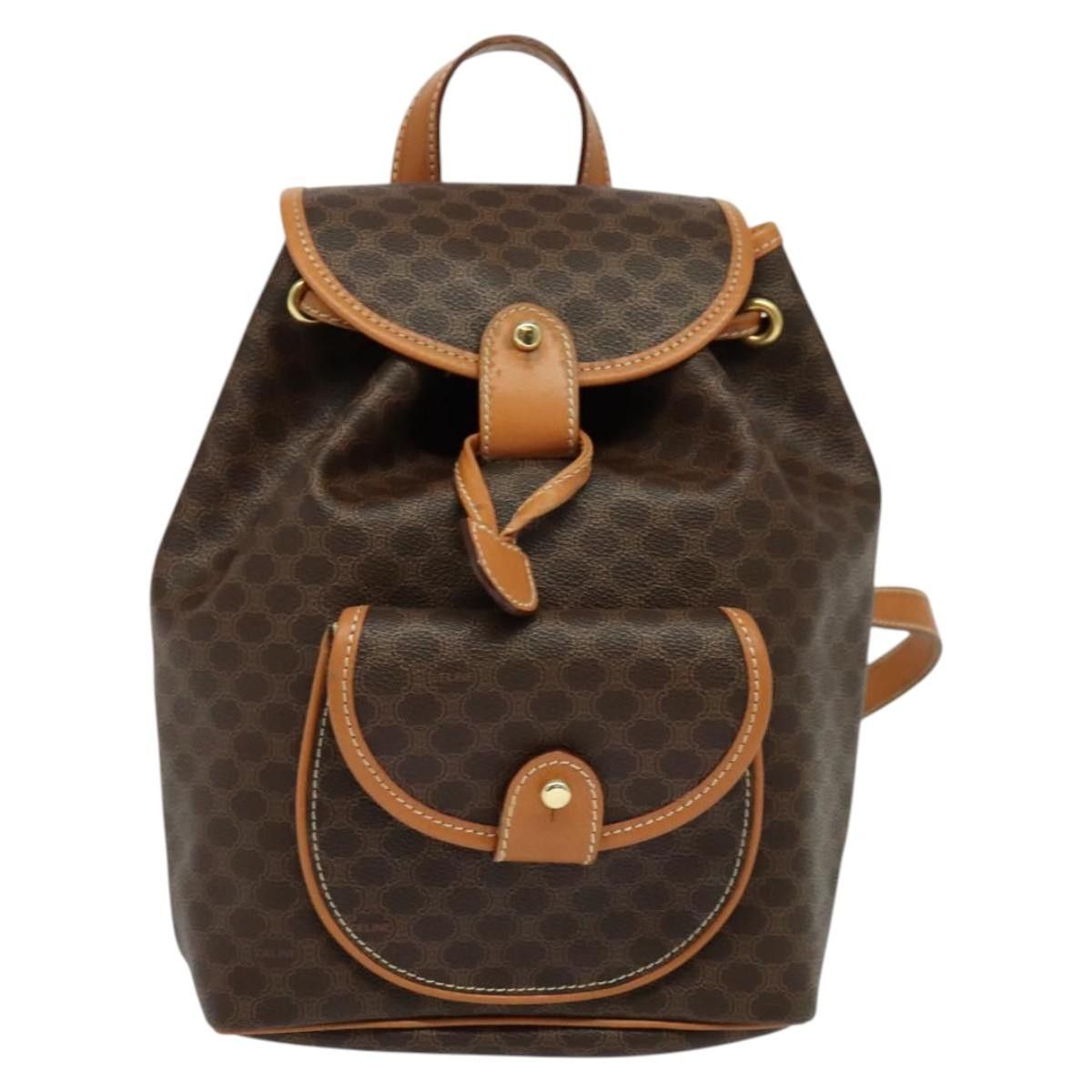 Celine CELINE Macadam Canvas Backpack Pvc Leather Brown Gold Size ONE SIZE - 2 Thumbnail