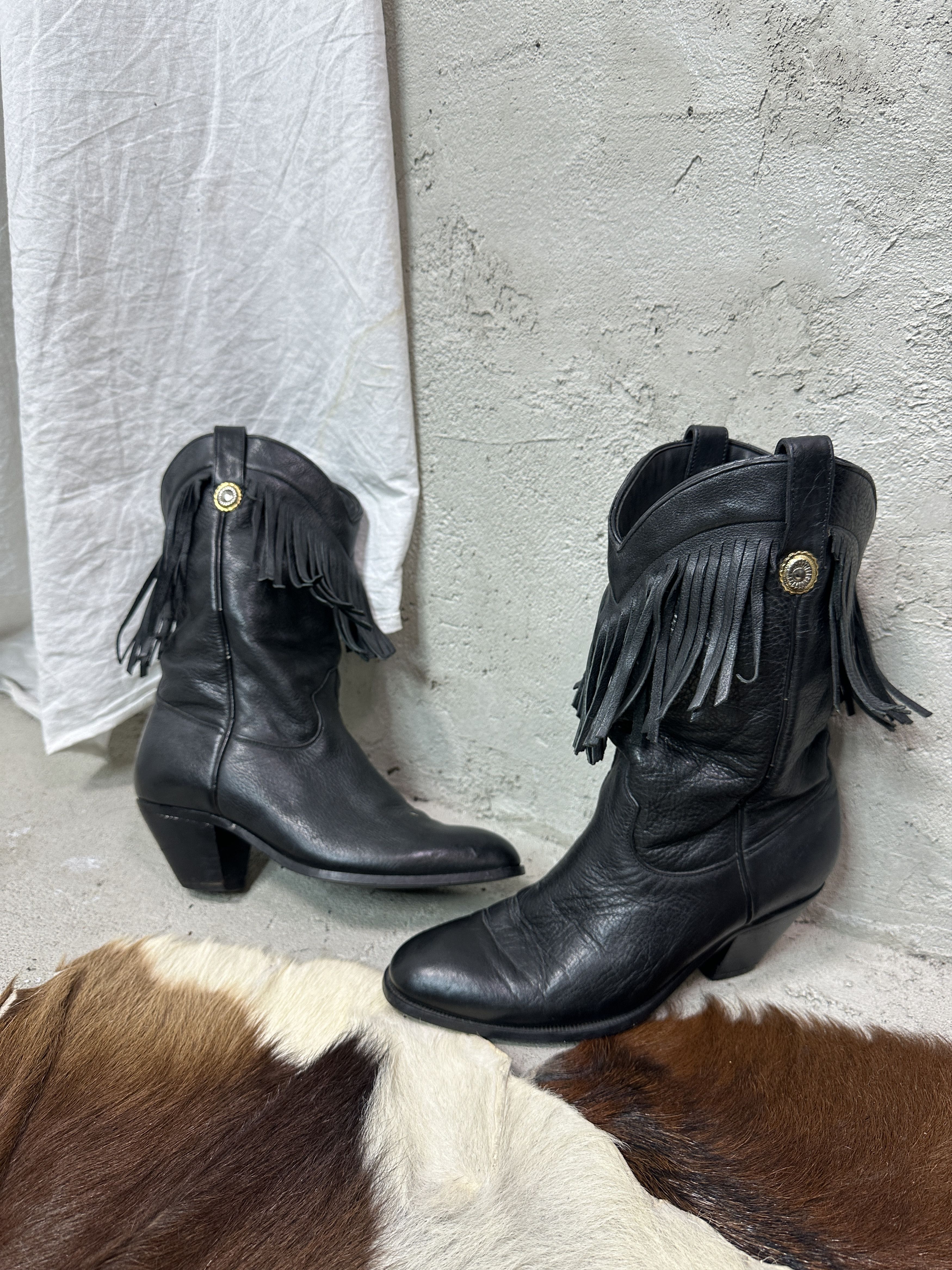 Vintage Vintage Leather Western Fringe Cowboy Boots Y2K Size US 7.5 / IT 37.5 - 1 Thumbnail