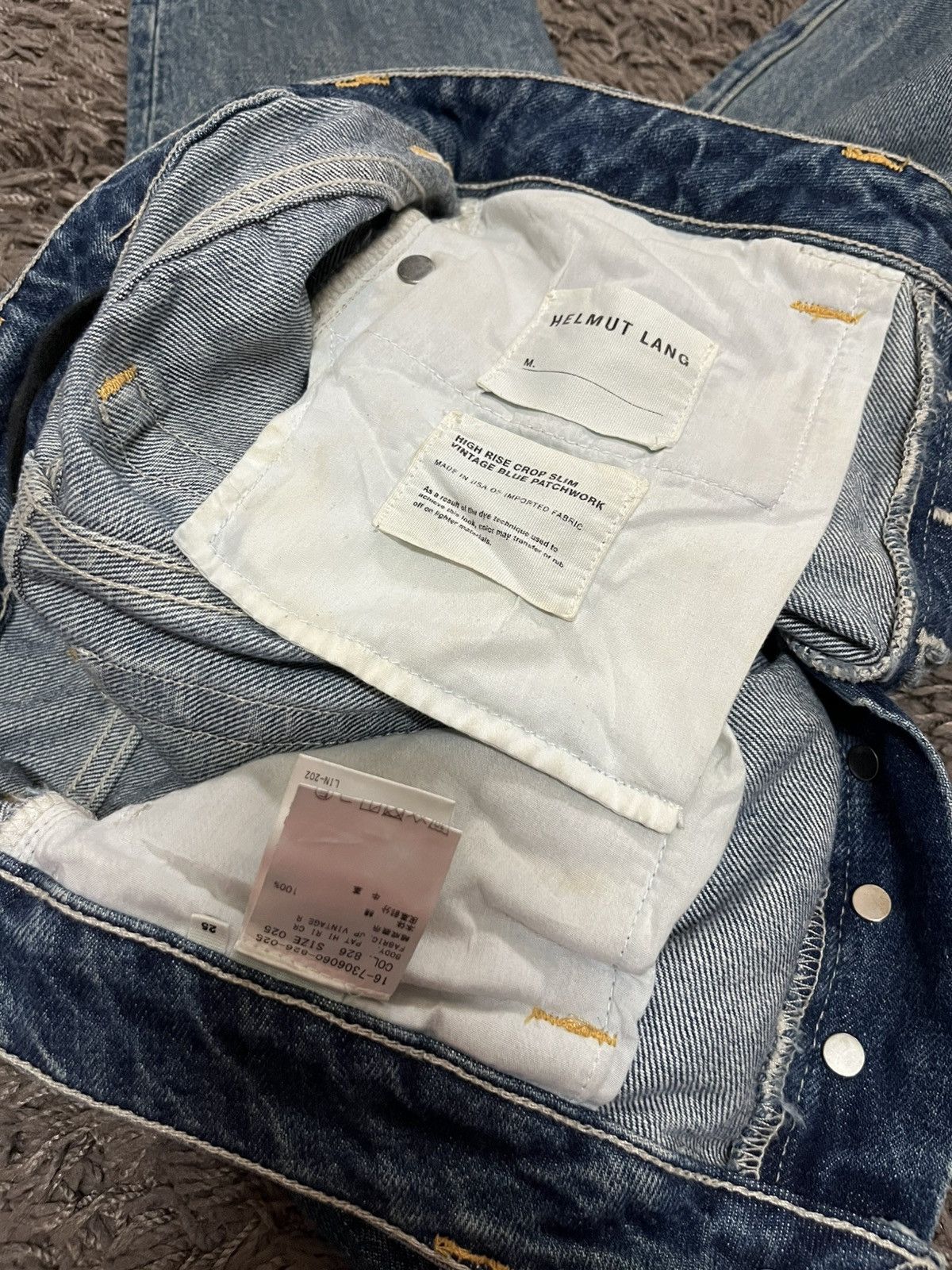 Helmut Lang 2000s high rise crop slim vintage blue patchwork #I3 Size US 26 / EU 42 - 10 Thumbnail