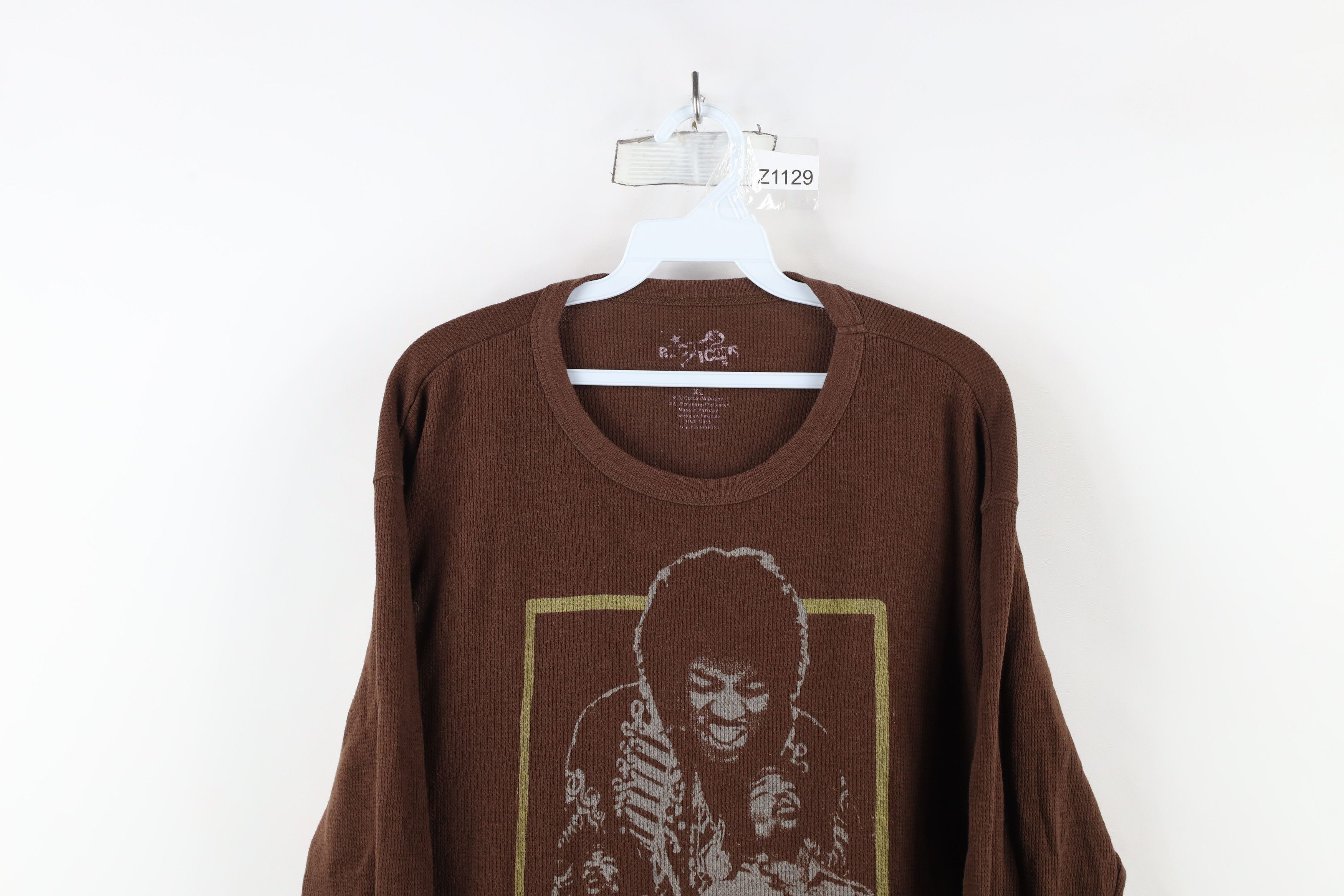 Vintage Vintage 90s Y2K Jimi Hendrix Waffle Knit Long Sleeve T-Shirt Size US XL / EU 56 / 4 - 2 Thumbnail