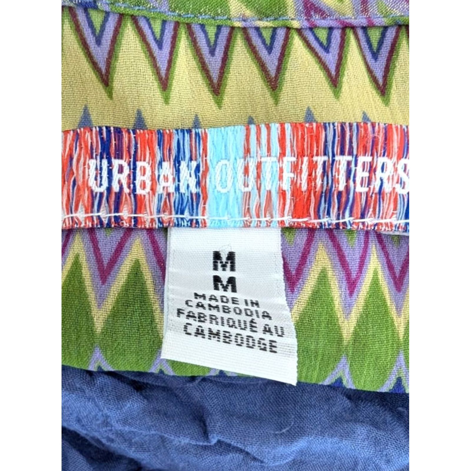 Urban Outfitters Urban Outfitters Cropped Blouse Tie Back V-Neck Long Sleeve Multicolor Geometric Geometric Pattern 70s Hippie California Party Cocktail Boho Women M Size M / US 6-8 / IT 42-44 - 5 Thumbnail