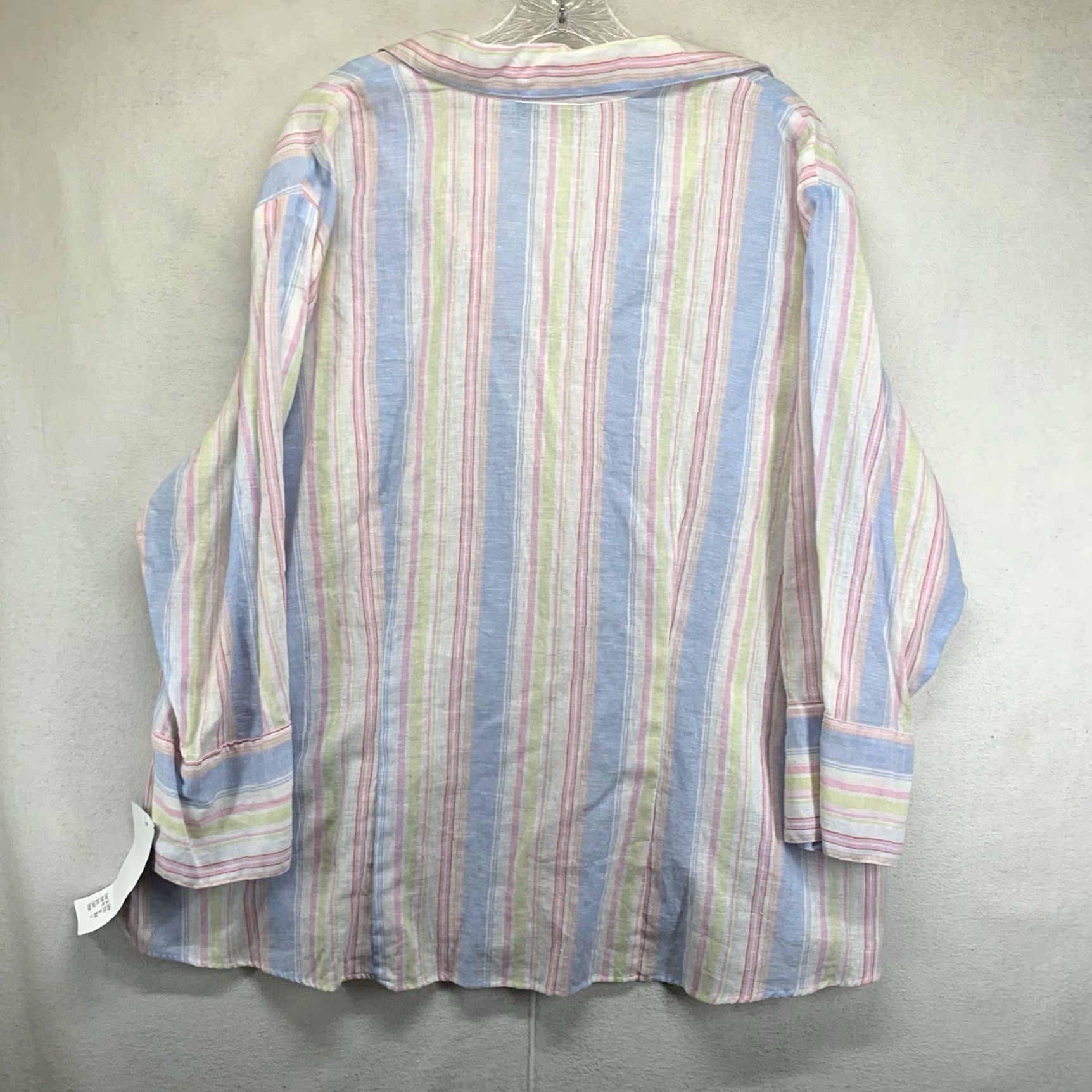 Vintage VINTAGE Harvé Benard Women's Linen Blend Button-Up Top Casual Travel Size 3X Pastel Striped Size XXL / US 16-18 / IT 52-54 - 2 Thumbnail