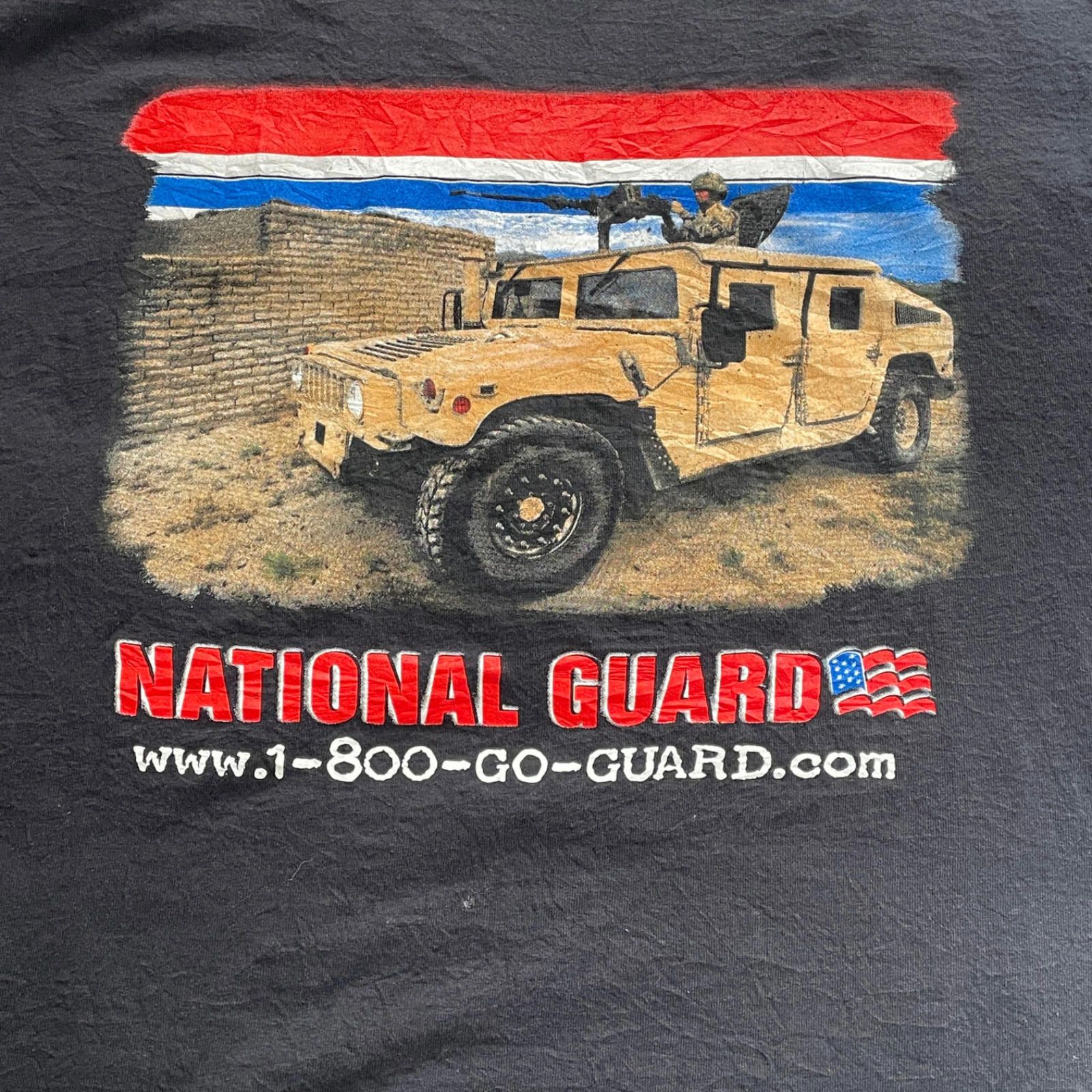 Hanes National Guard Humvee T-Shirt Military Logo Tee Men’s Large Size US L / EU 52-54 / 3 - 3 Thumbnail