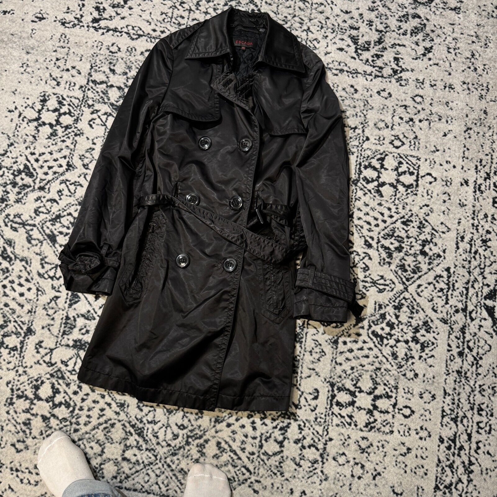 Escada × Vintage Vintage Escada Black Nylon Trench Coat Size 36 IT Y2K 90s Ar Size US L / EU 52-54 / 3 - 5 Thumbnail