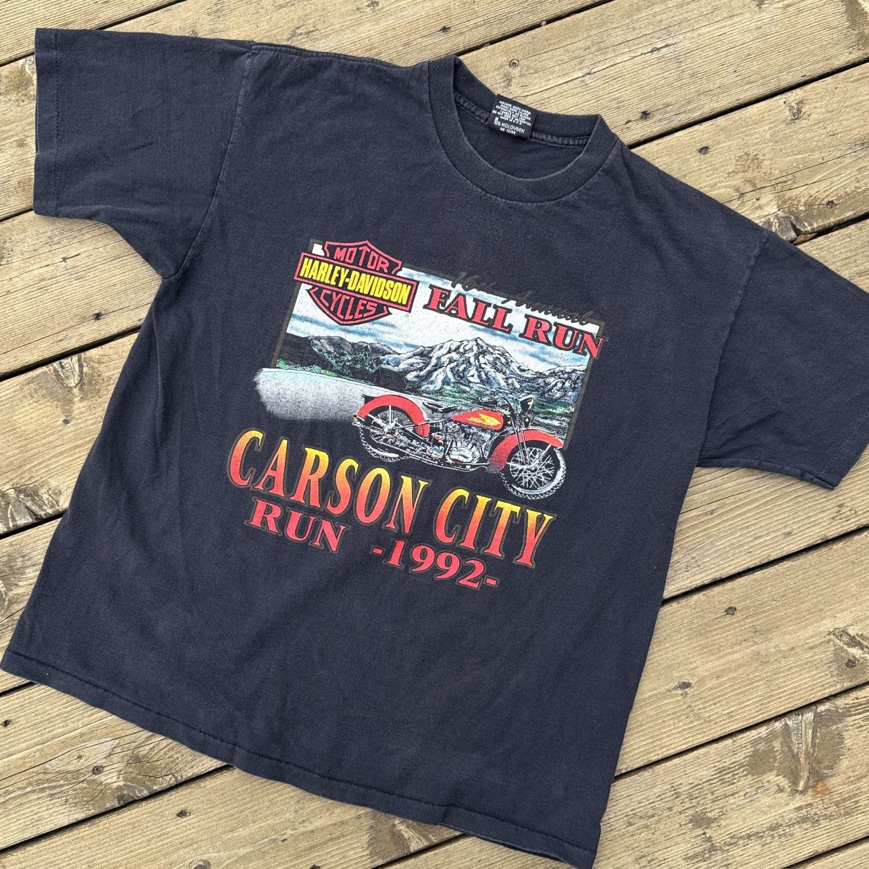 Harley Davidson Vintage 1992 Harley Davidson Carson City Fall Run T Shirt XL Size US XL / EU 56 / 4 - 1 Thumbnail